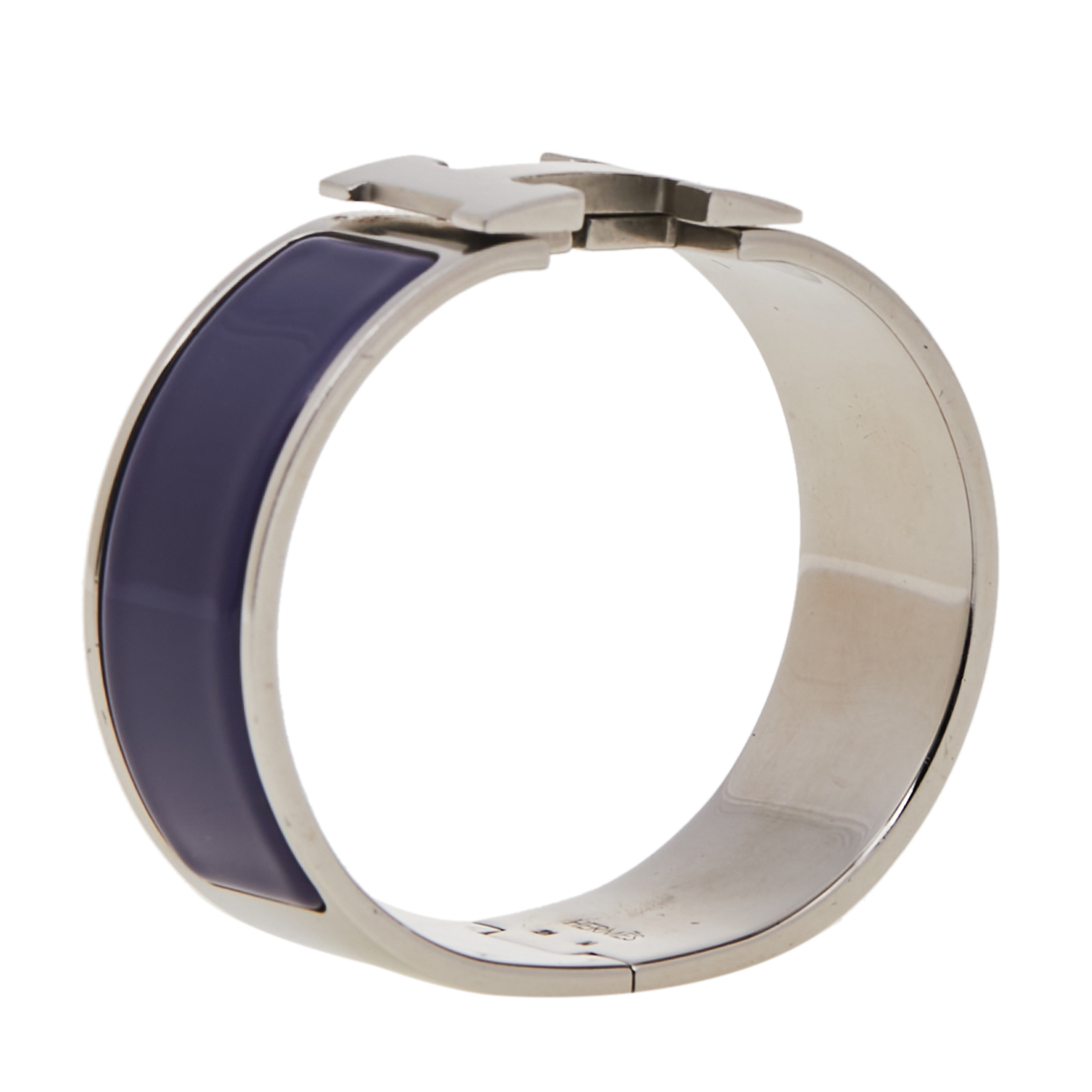

Hermès Clic H Purple Enamel Palladium Plated Narrow Bracelet PM