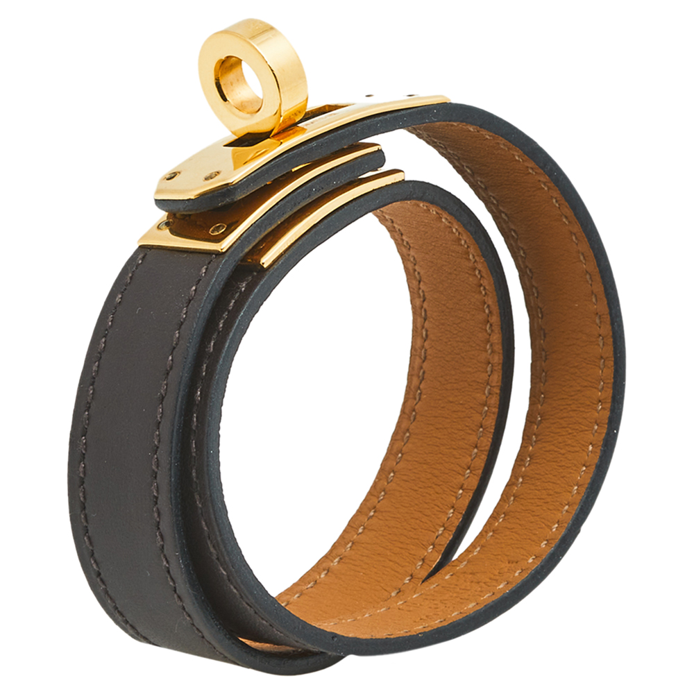 

Hermès Brown Leather Kelly Double Tour Bracelet