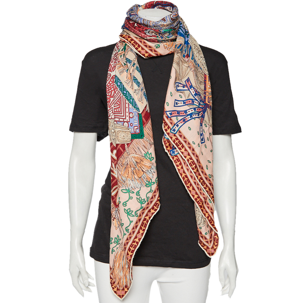 

Hermés Multicolor Cavaliers Du Caucase Cashmere & Silk Scarf