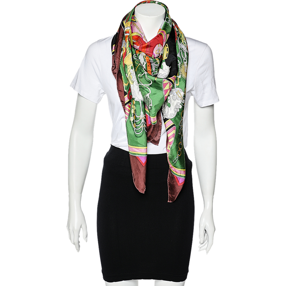 

Hermès Multicolor Bouquets Sellier Silk Scarf