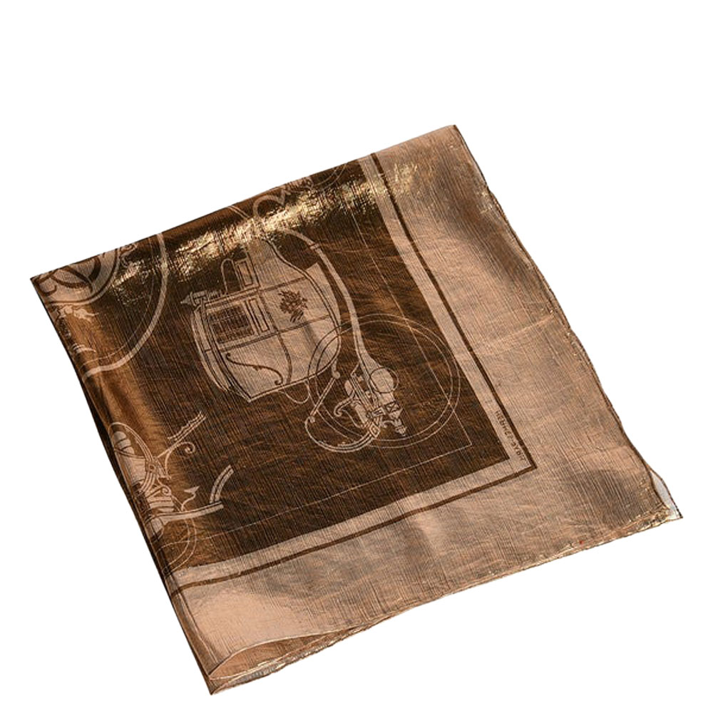 

Hermes Gold Printed Silk Scarf