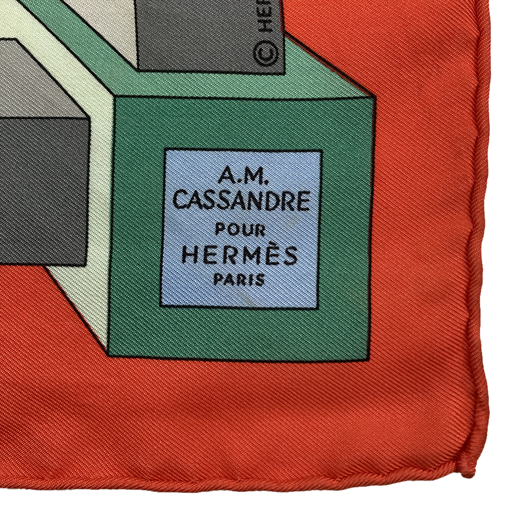 

Hermes Red Silk Perspective Scarf 90