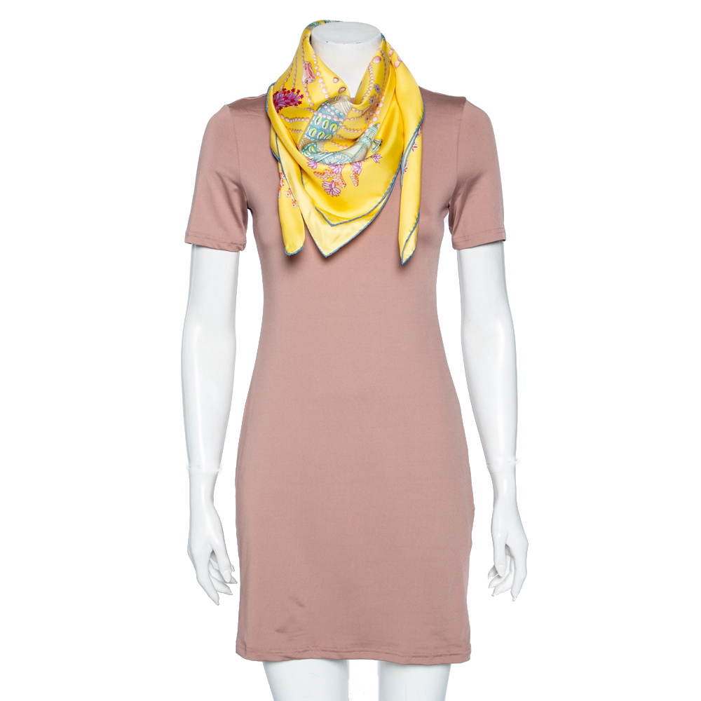 

Hermès Yellow Chemins de Corail Silk Scarf