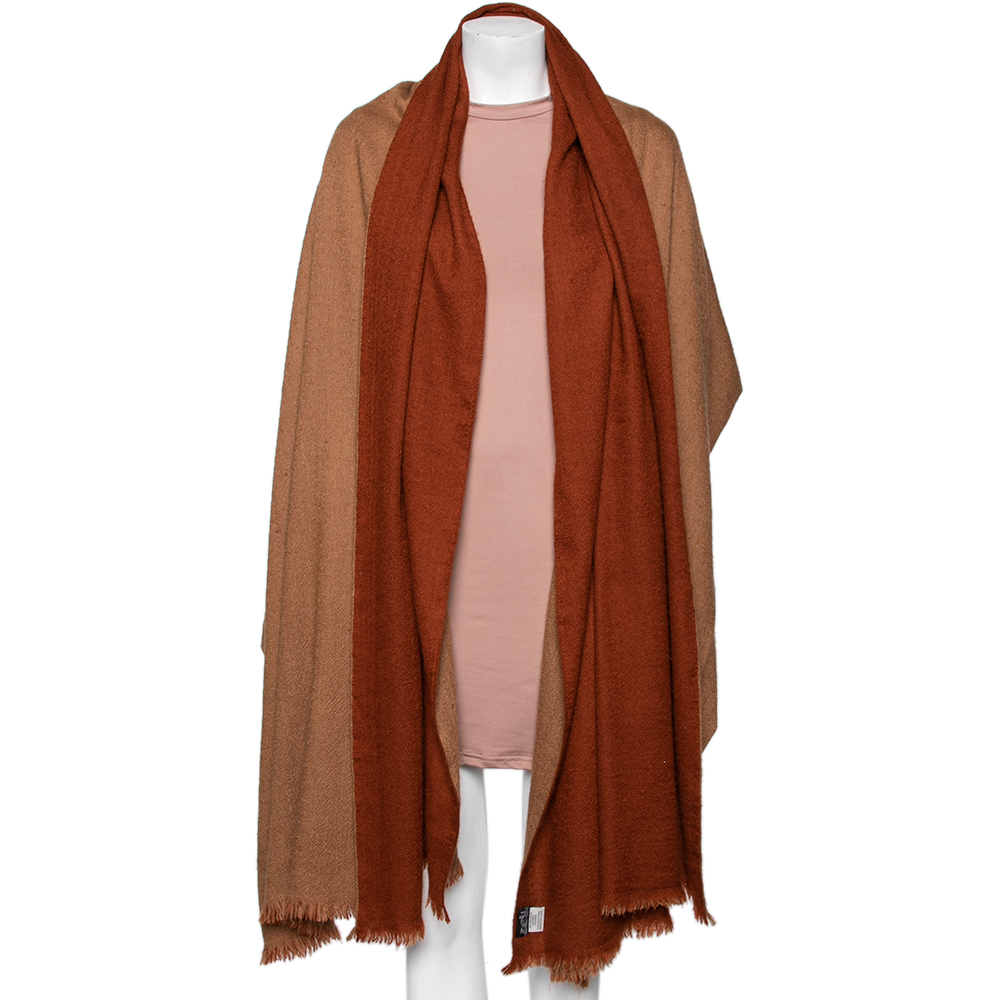 

Hermes Brown Two Tone Cashmere Shawl