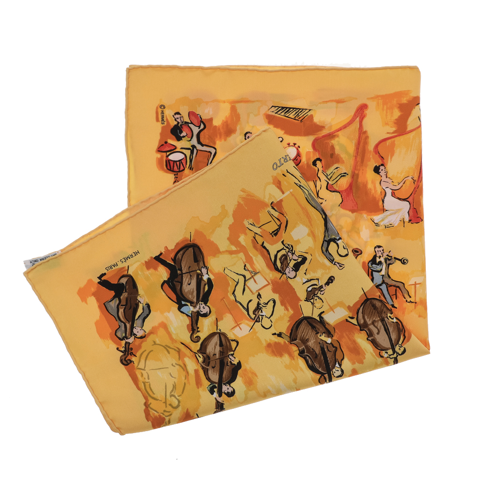 

Hermes Yellow Concerto Gavroche Silk Square Scarf