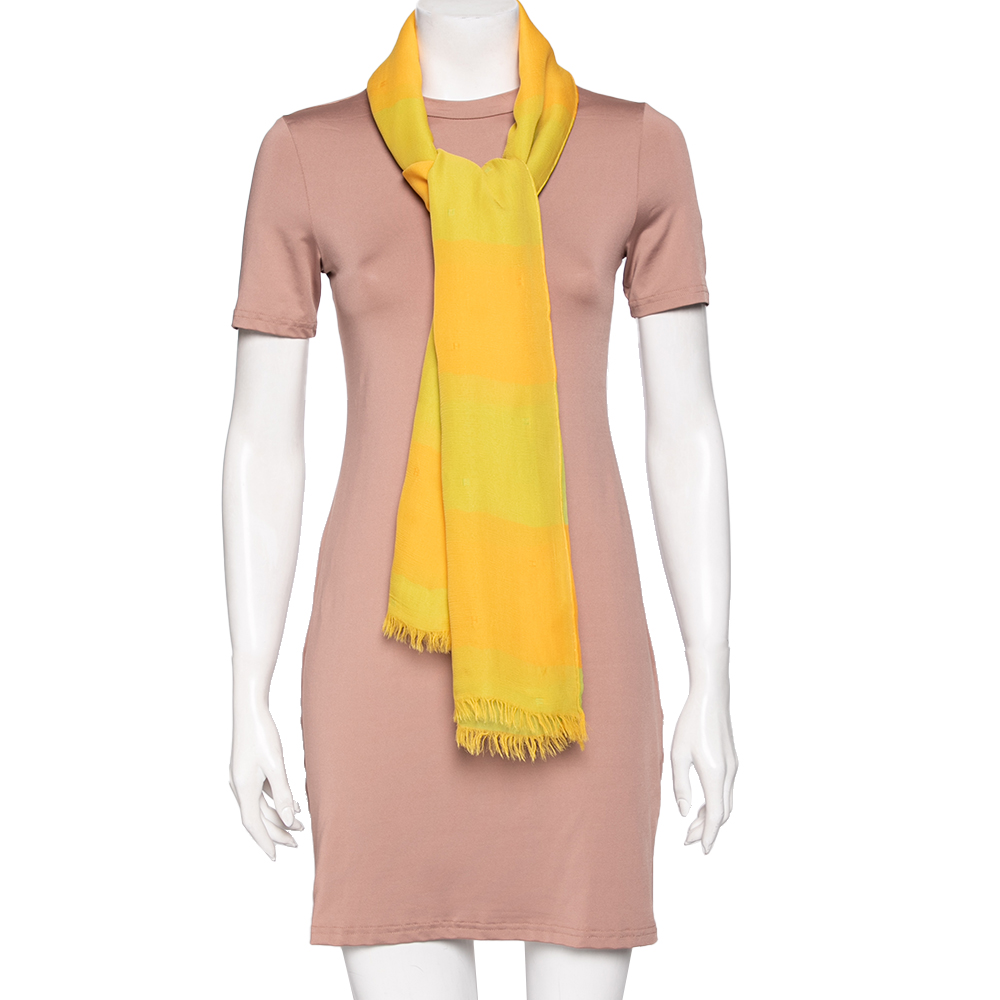 

Hermes Bicolor Striped Layered Silk Chiffon Scarf, Yellow