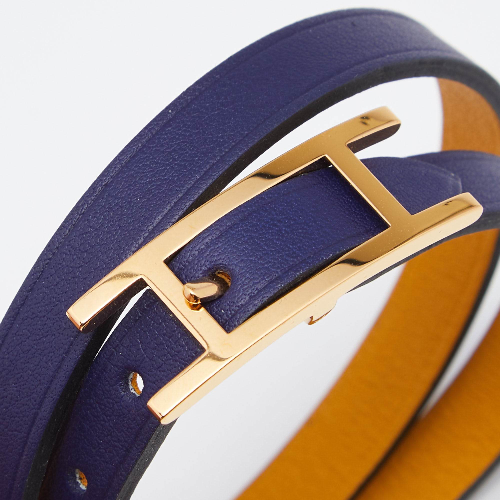 

Hermès Behapi Bicolor Gold Plated Double Tour Reversible Bracelet T3, Black