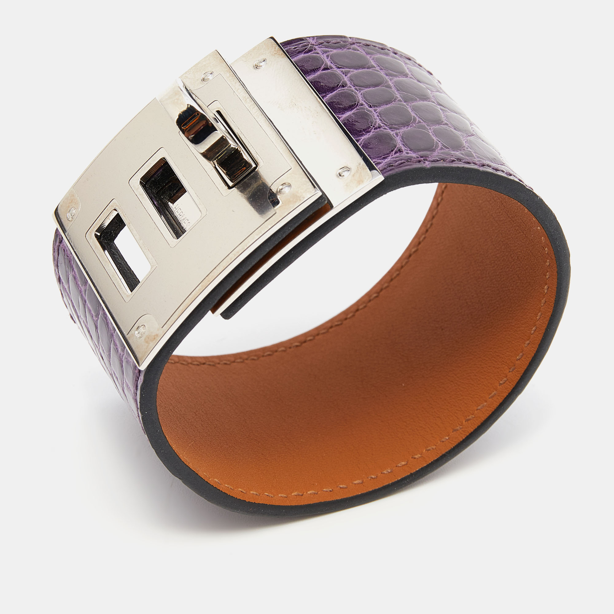 

Hermès Purple Alligator Leather Kelly Dog Bracelet