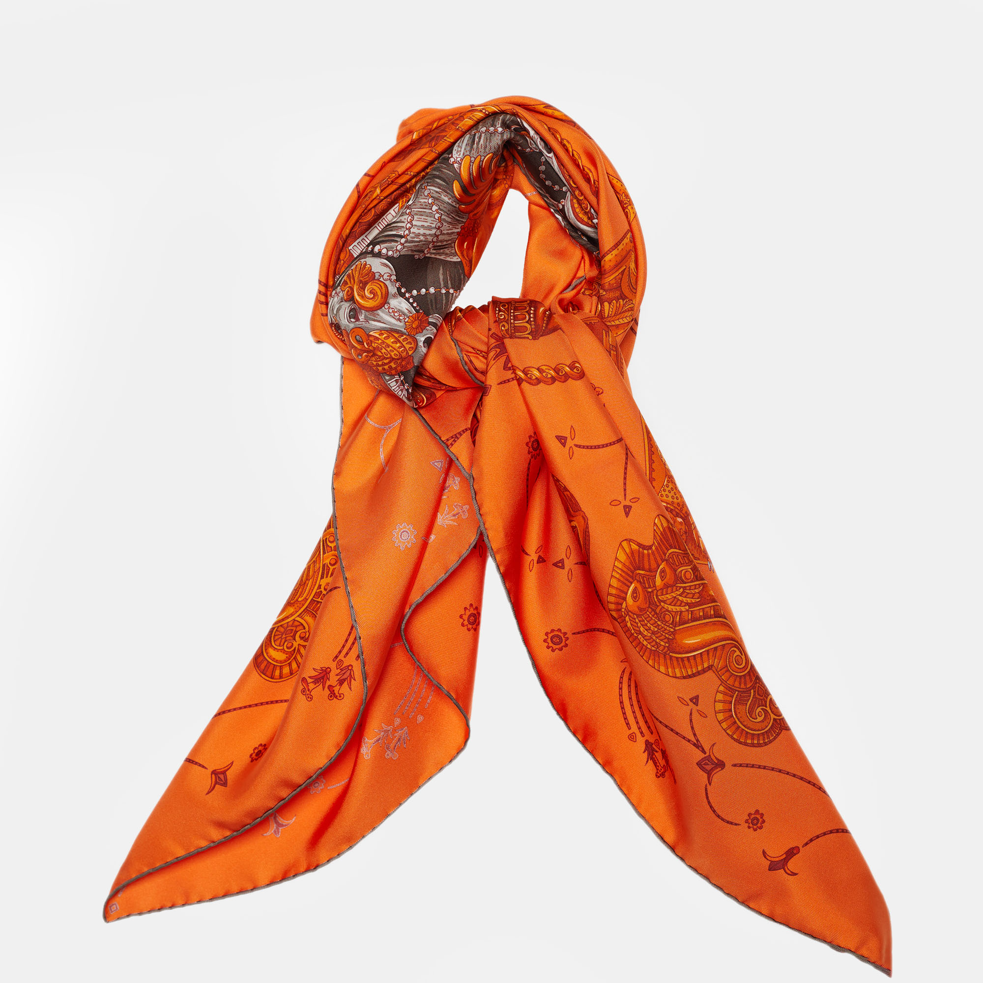 

Hermès Orange Ors Nomades Silk Scarf