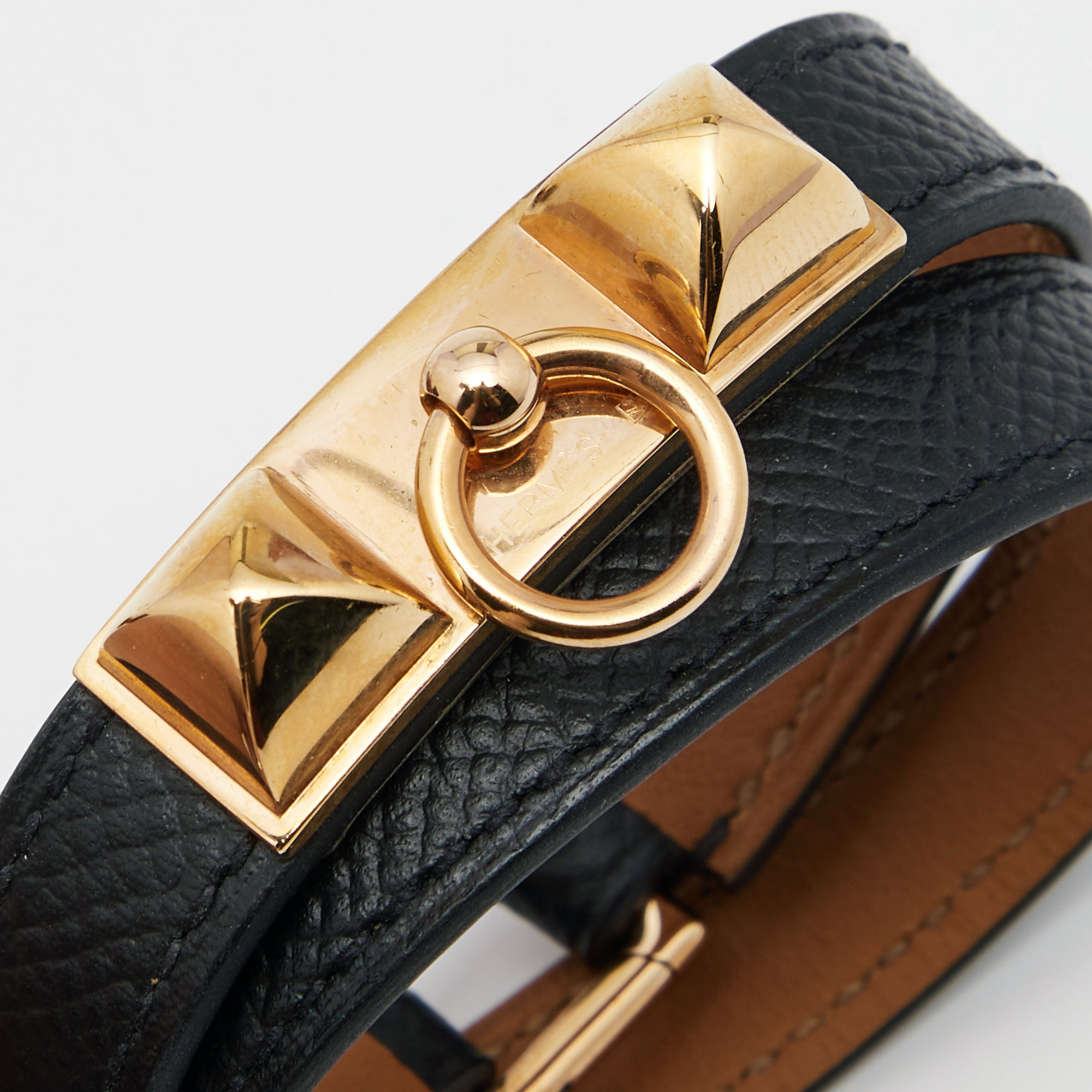 

Hermes Rivale Black Leather Double Tour Bracelet