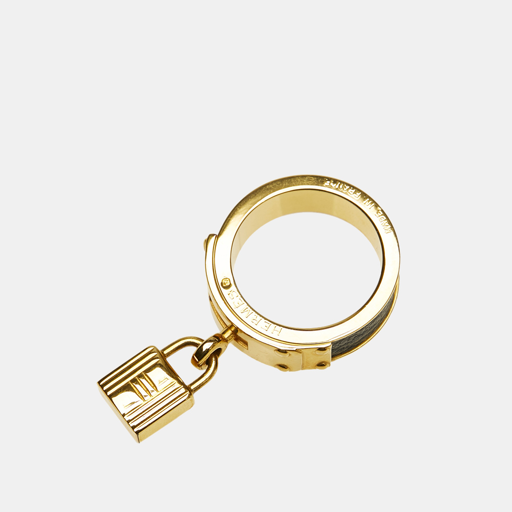 

Hermes Gold Loop Charms Cadenas Scarf Ring