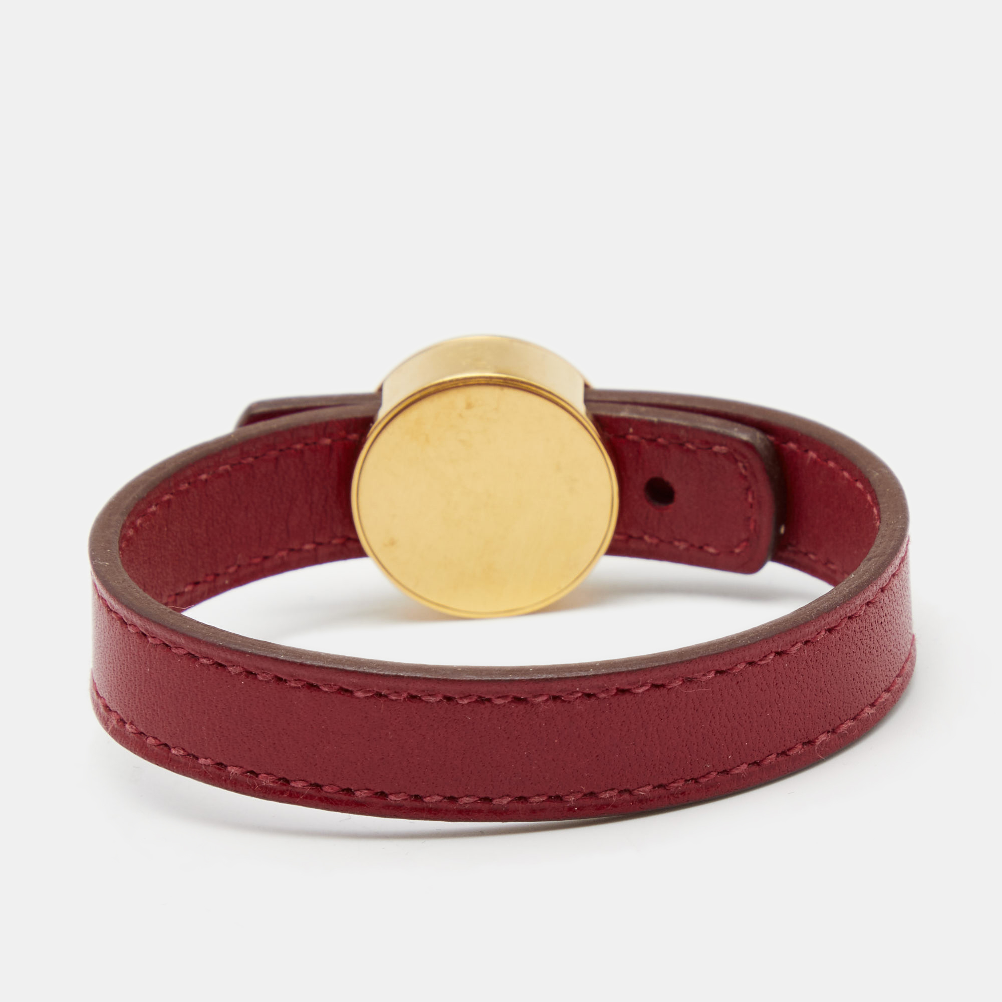 

Hermes Clou de Selle Red Leather Gold Tone Bracelet