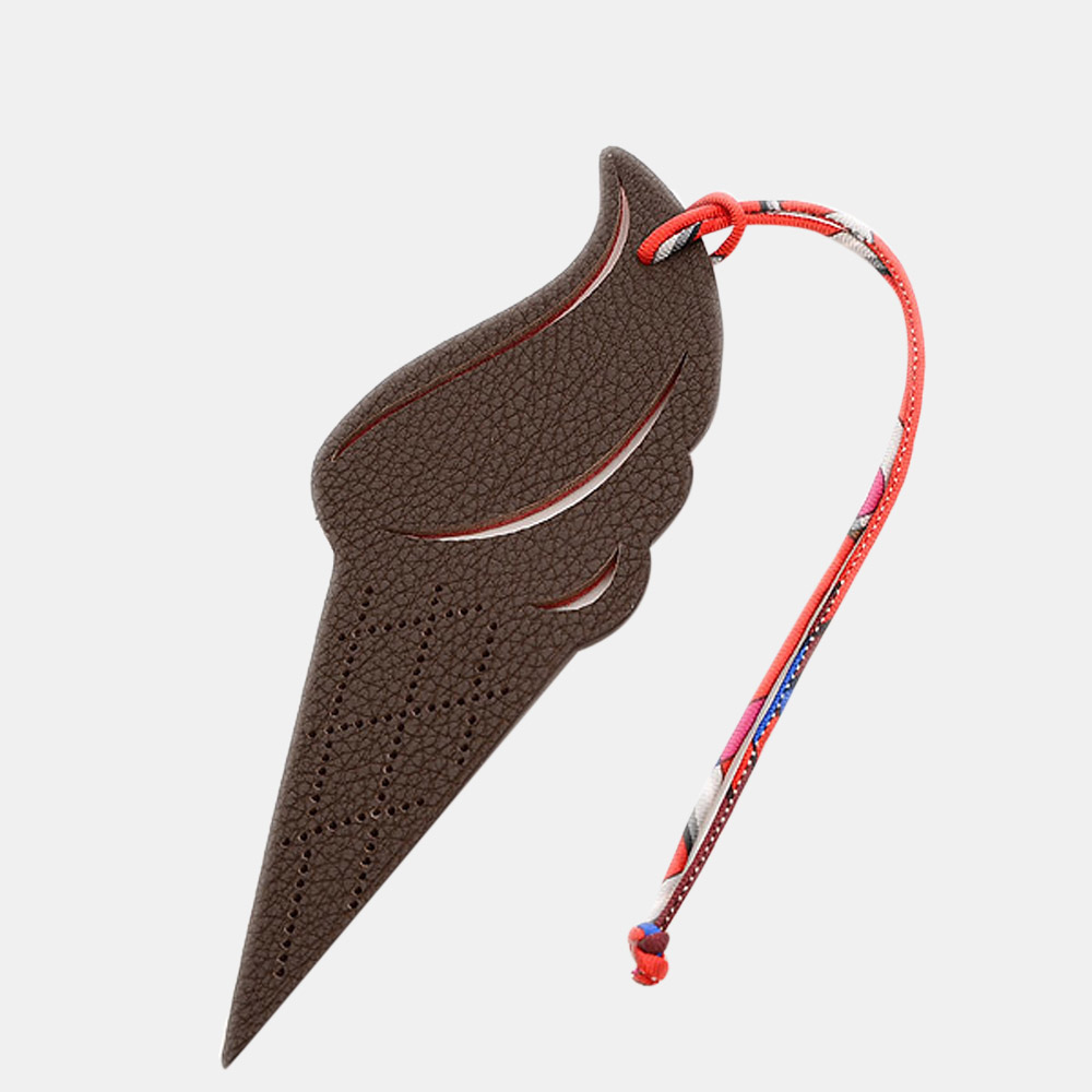 

Hermes Petit Ash Ice Cream Bag Charm Togo Epson Chocolat Rouge, Brown