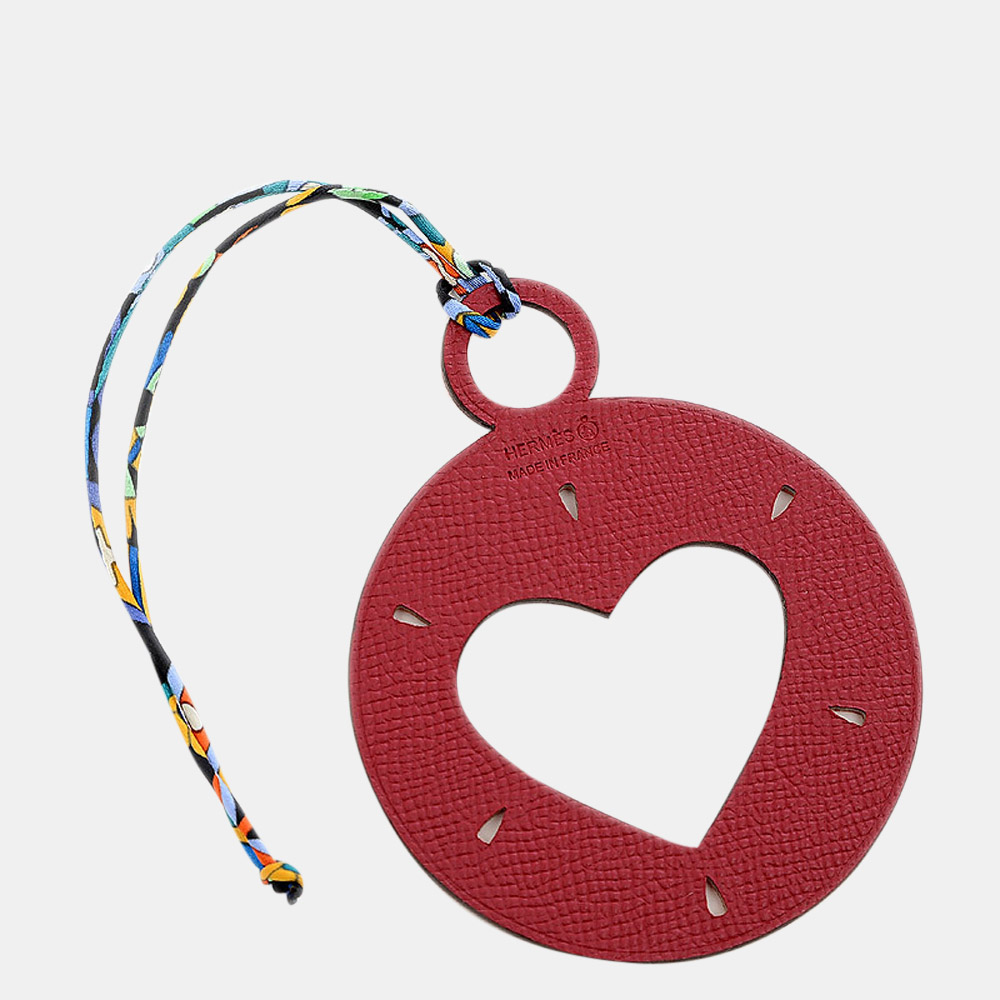 

Hermes Petit Ash Heart Bag Charm Taurillon Epson Orange Rouge Kazak