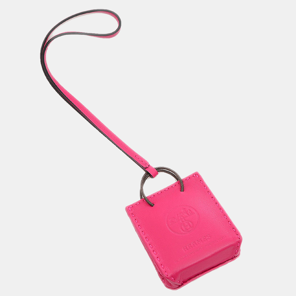 

Hermes Sack Orange Bag Charm Annu Milo Rose Mexico Shopper Type Y Engraved, Pink