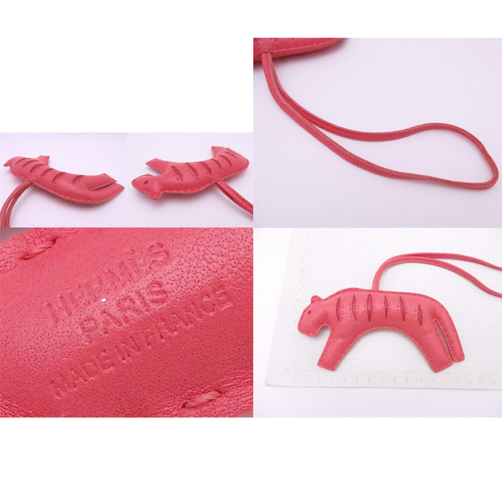 

Hermes Bag Charm Orange Pink Leather Women's Men's