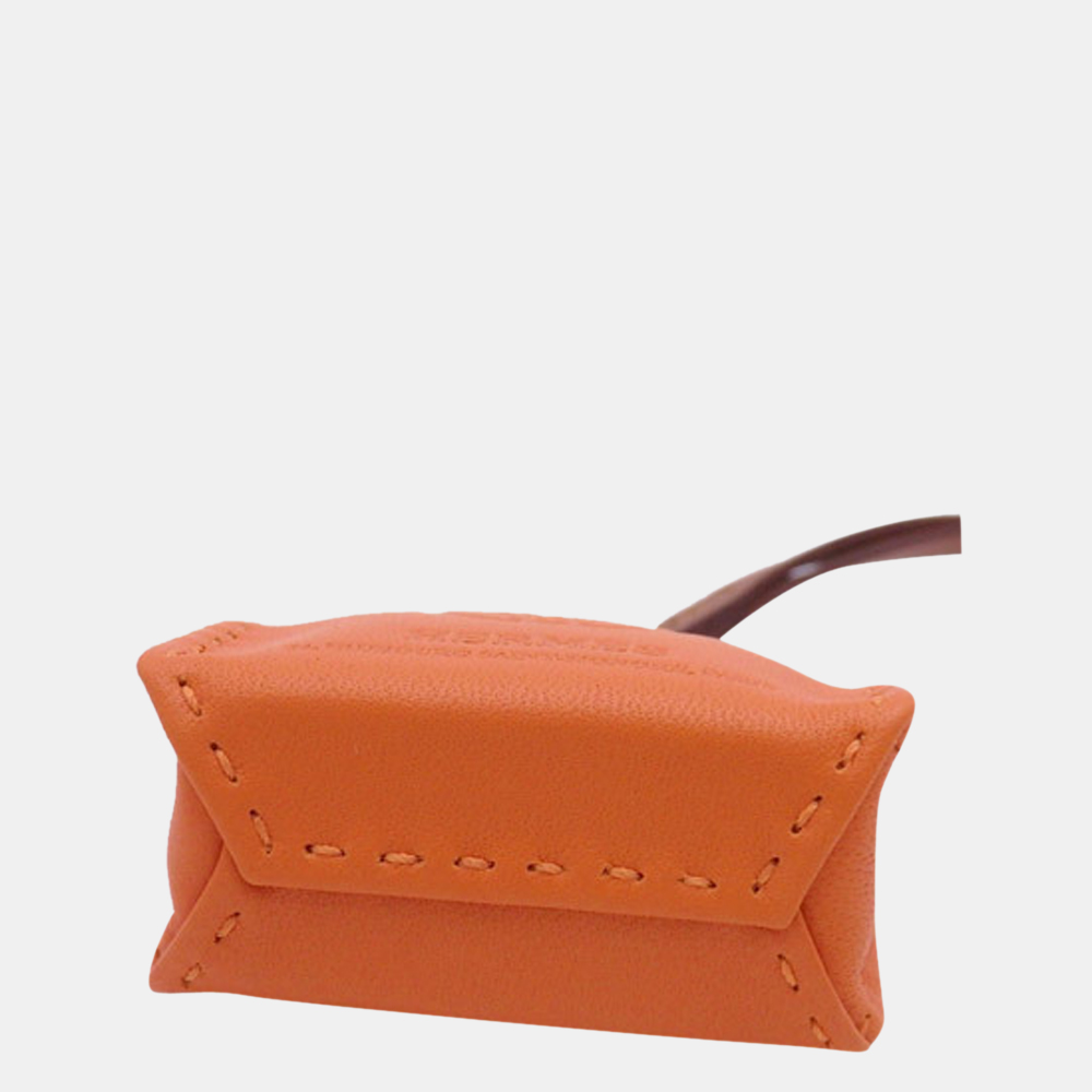 

Hermes Bag Charm Sack Orange Brown Leather