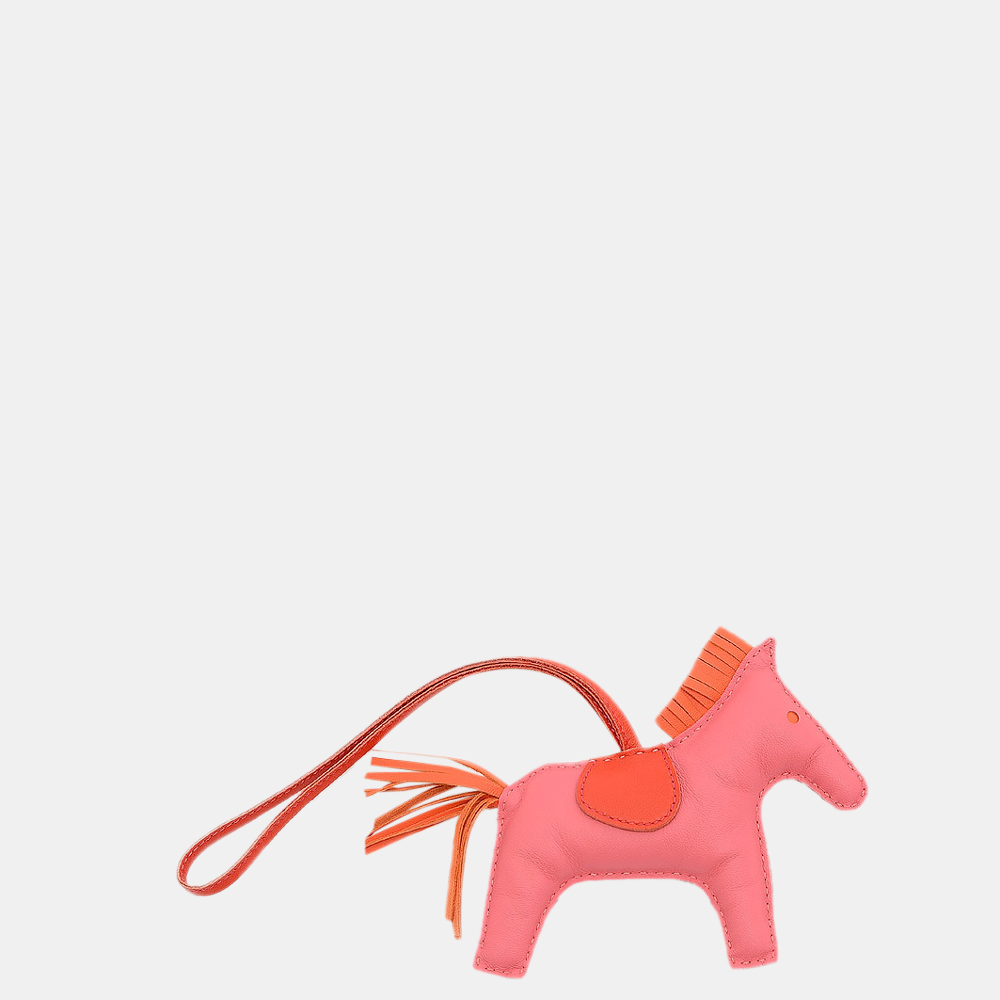 

Hermes Rodeo MM Bag Charm Rose Azare Orange Rouge