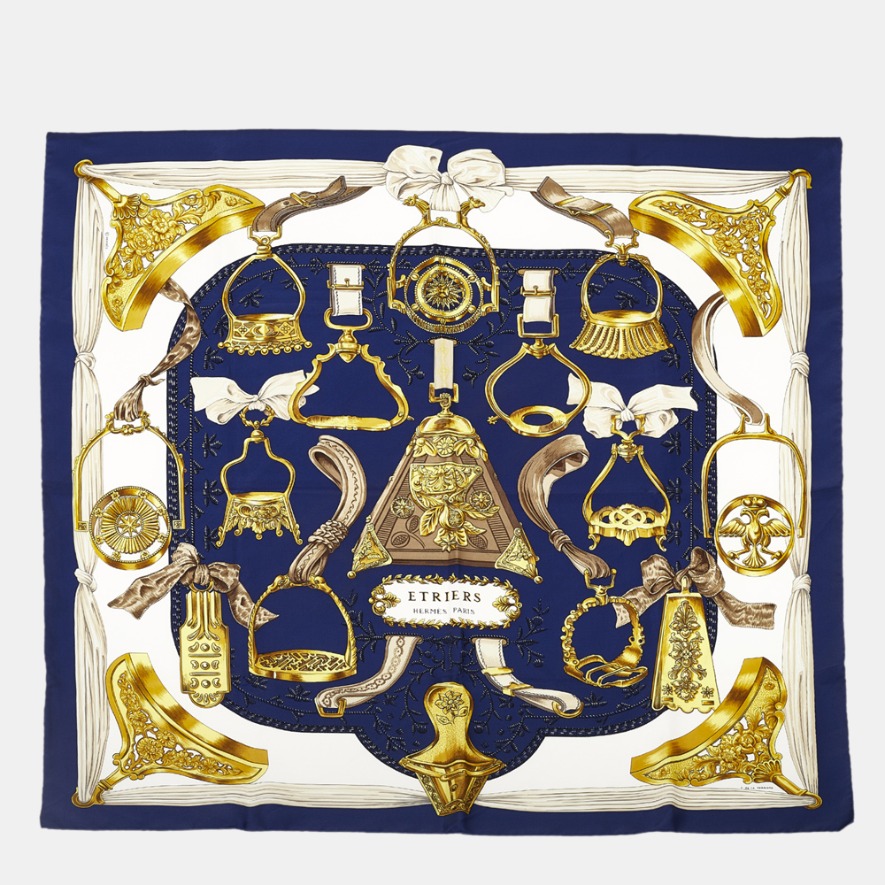 

Hermes Blue/Multi Color Etriers Silk Scarf