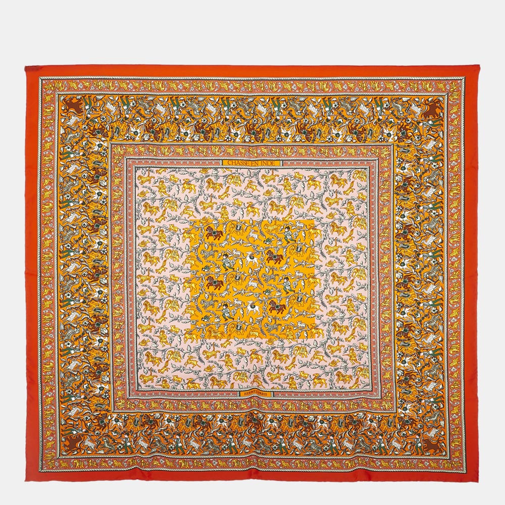 

Hermes Multi Color/Orange Chasse En Inde Silk Scarf, Multicolor