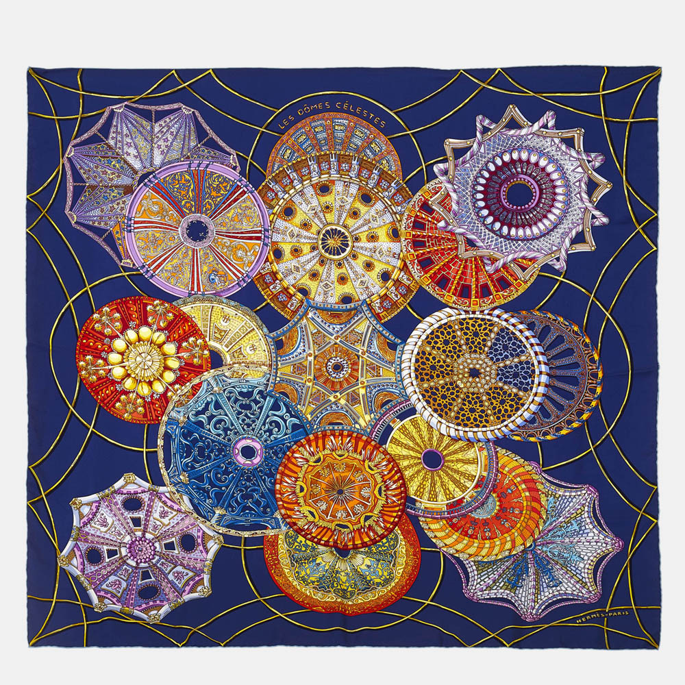 

Hermes Blue/Multi Color Les Domes Celestes Silk Scarf