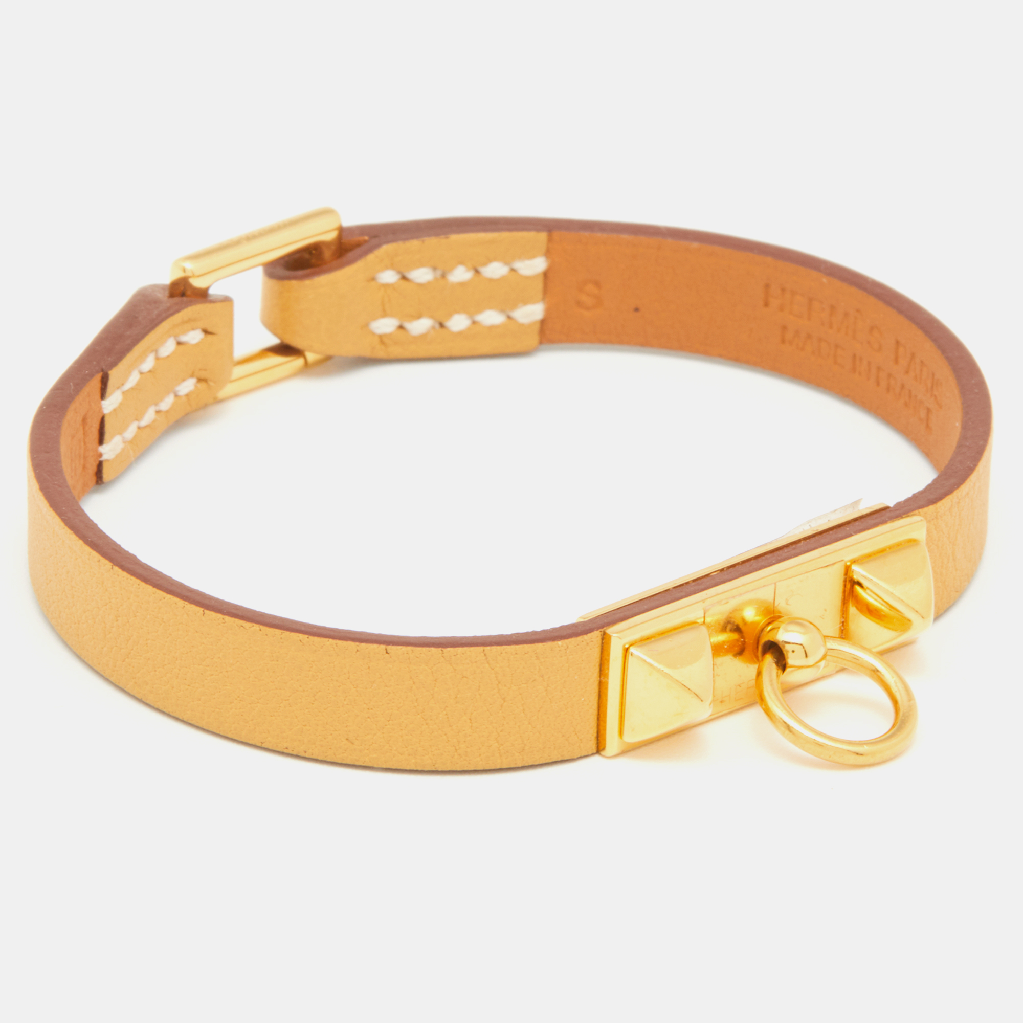 

Hermès Rivale Mini Yellow Leather Gold Plated Bracelet