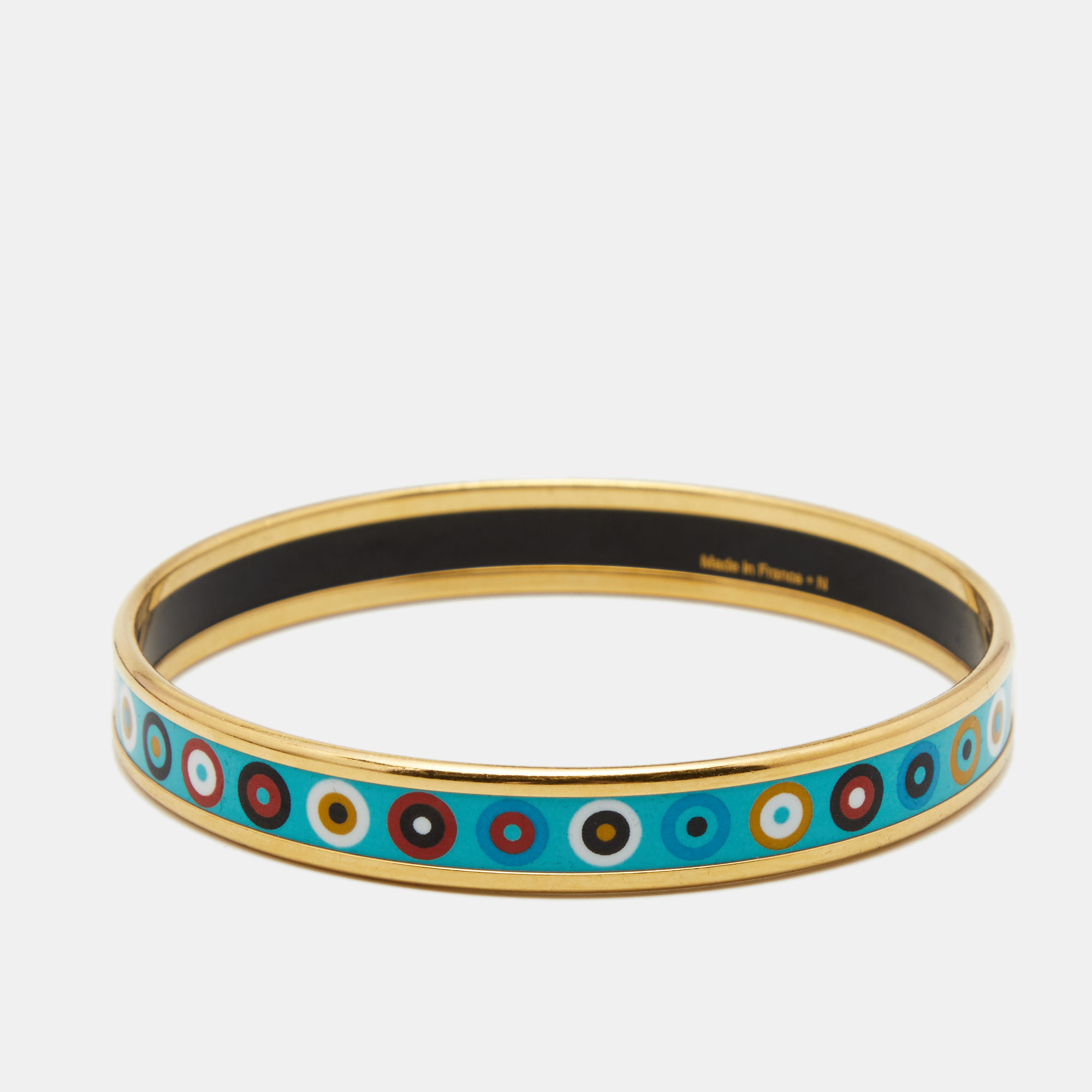 

Hermes Multi Color Enamel Gold Tone Metal Bangle Bracelet