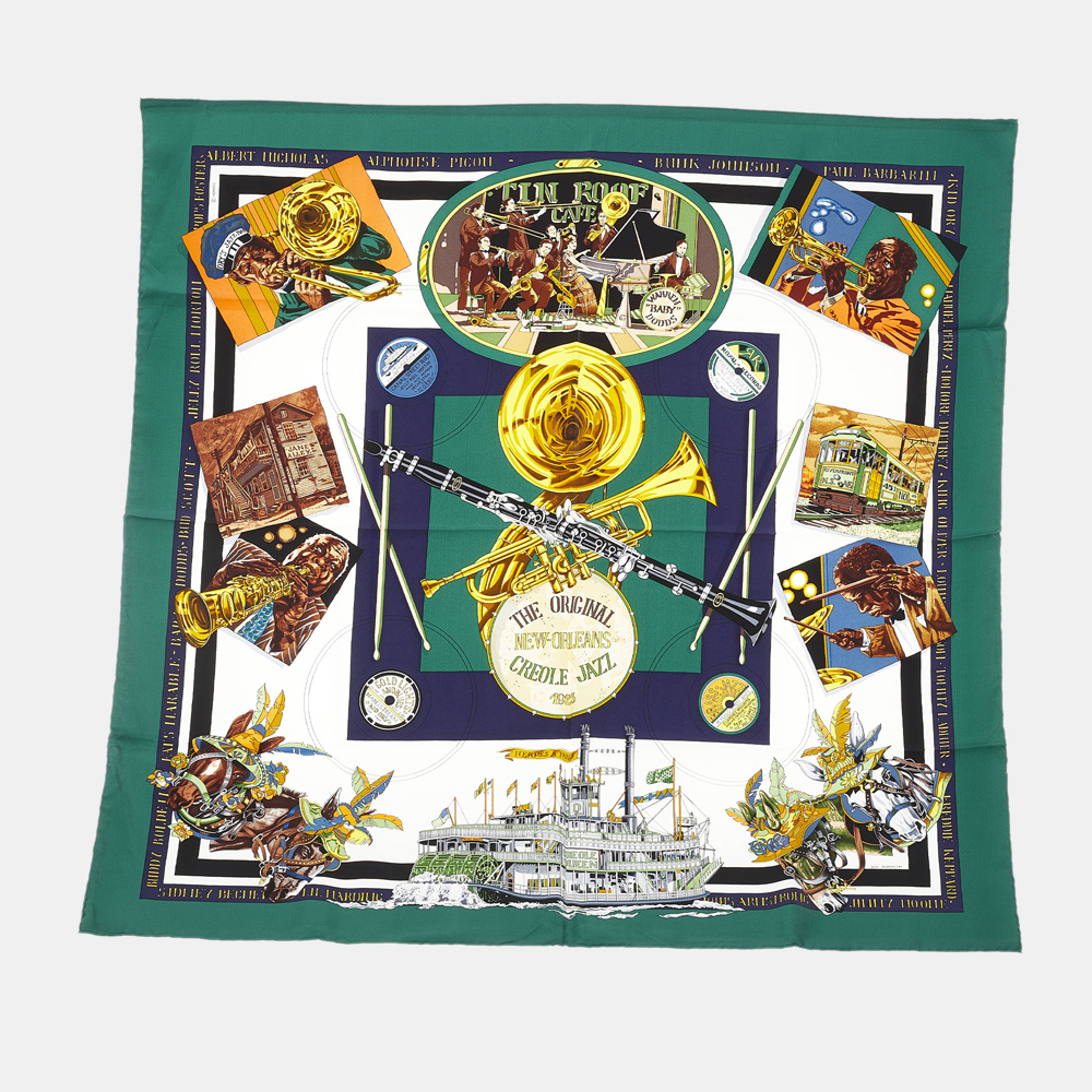 

Hermes Multi Color New Orleans Creole Jazz Silk Scarf, Multicolor