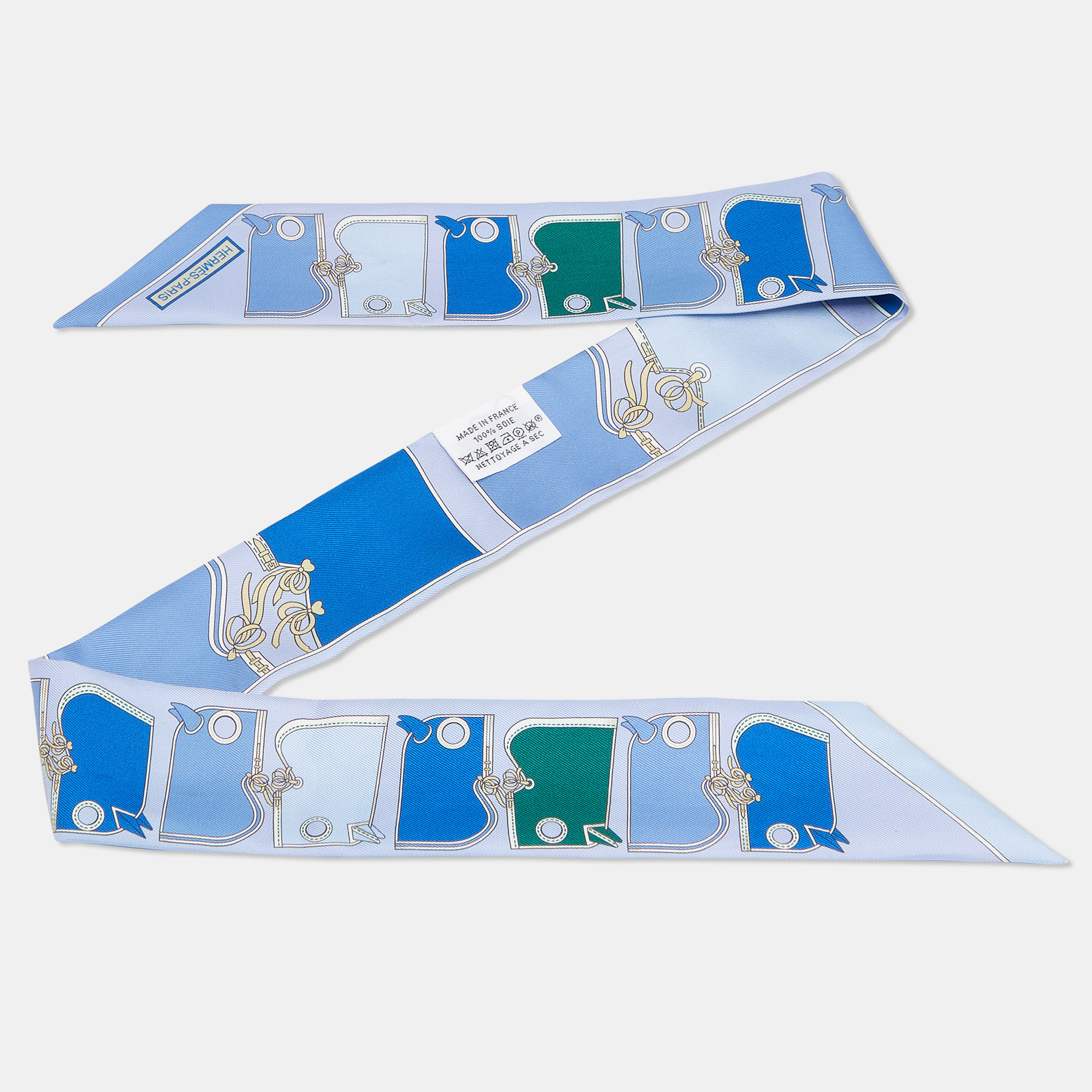 

Hermes Blue Camails Silk Twilly Scarf