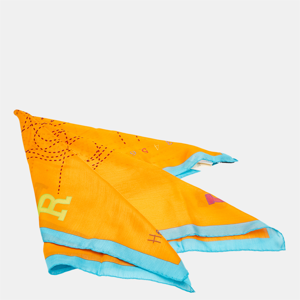 

Hermes Multi Color/Orange Cashmere Silk Scarf, Multicolor