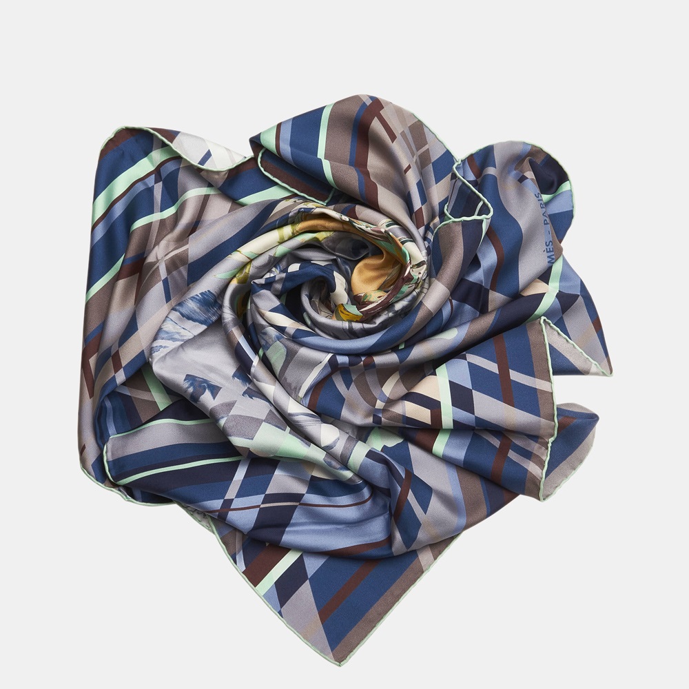 

Hermes Blue/Multi Color Photo Finish Silk Scarf