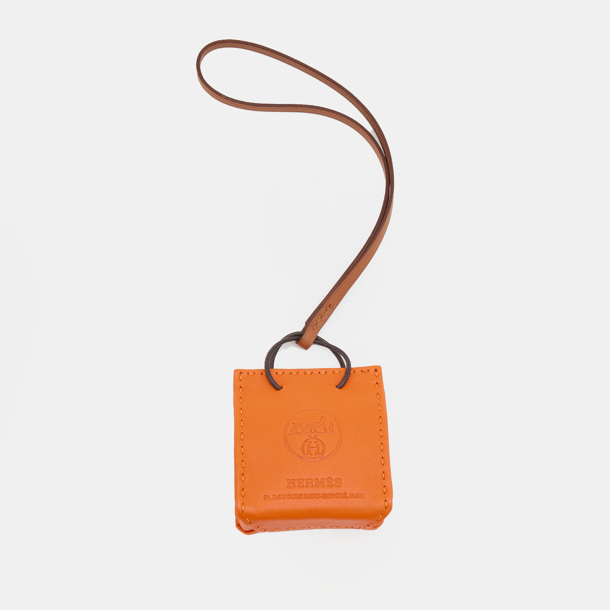 Pre-owned Hermes Orange Milo Lambskin & Swift Leather Bag Charm