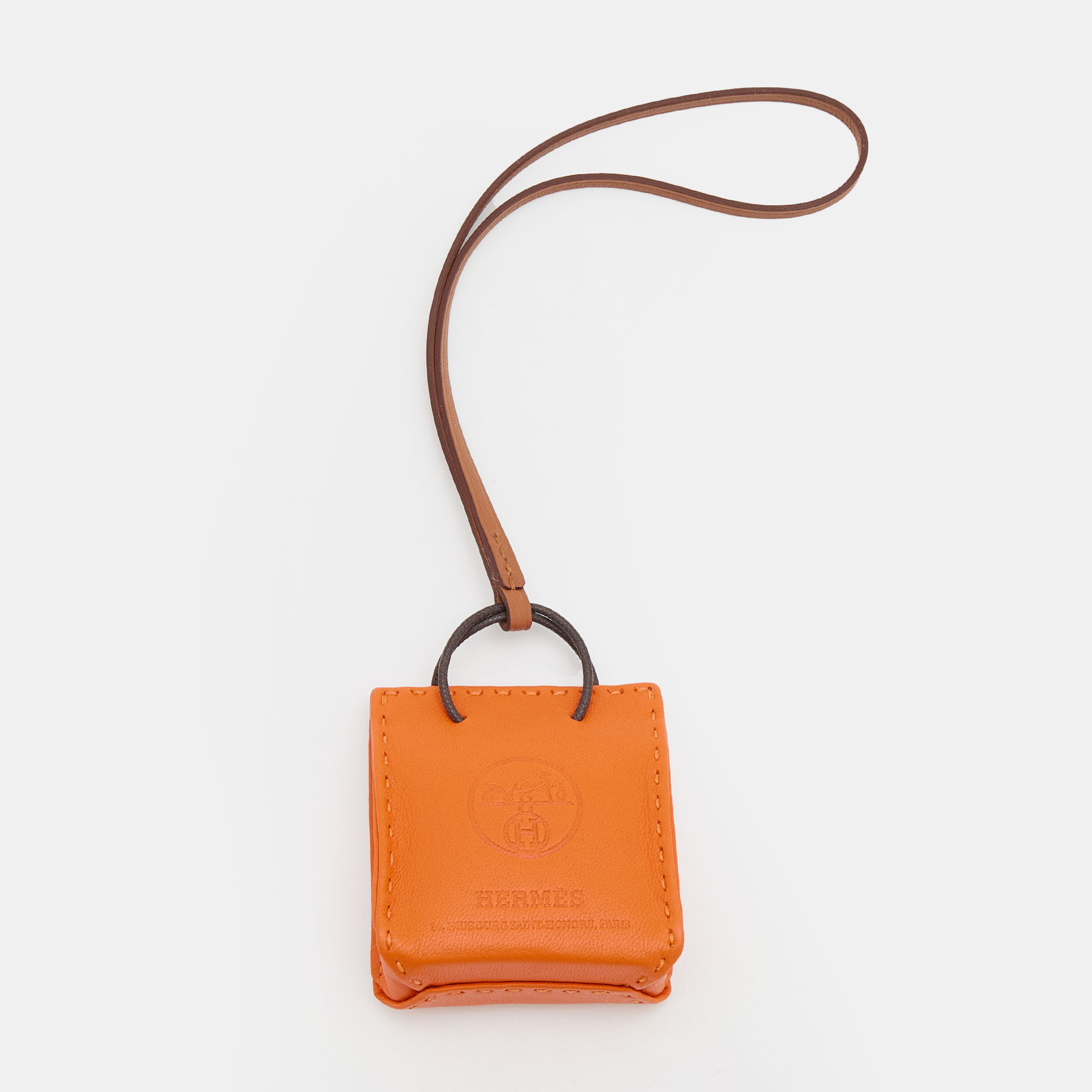 

Hermes Orange Milo Lambskin & Swift Leather Bag Charm