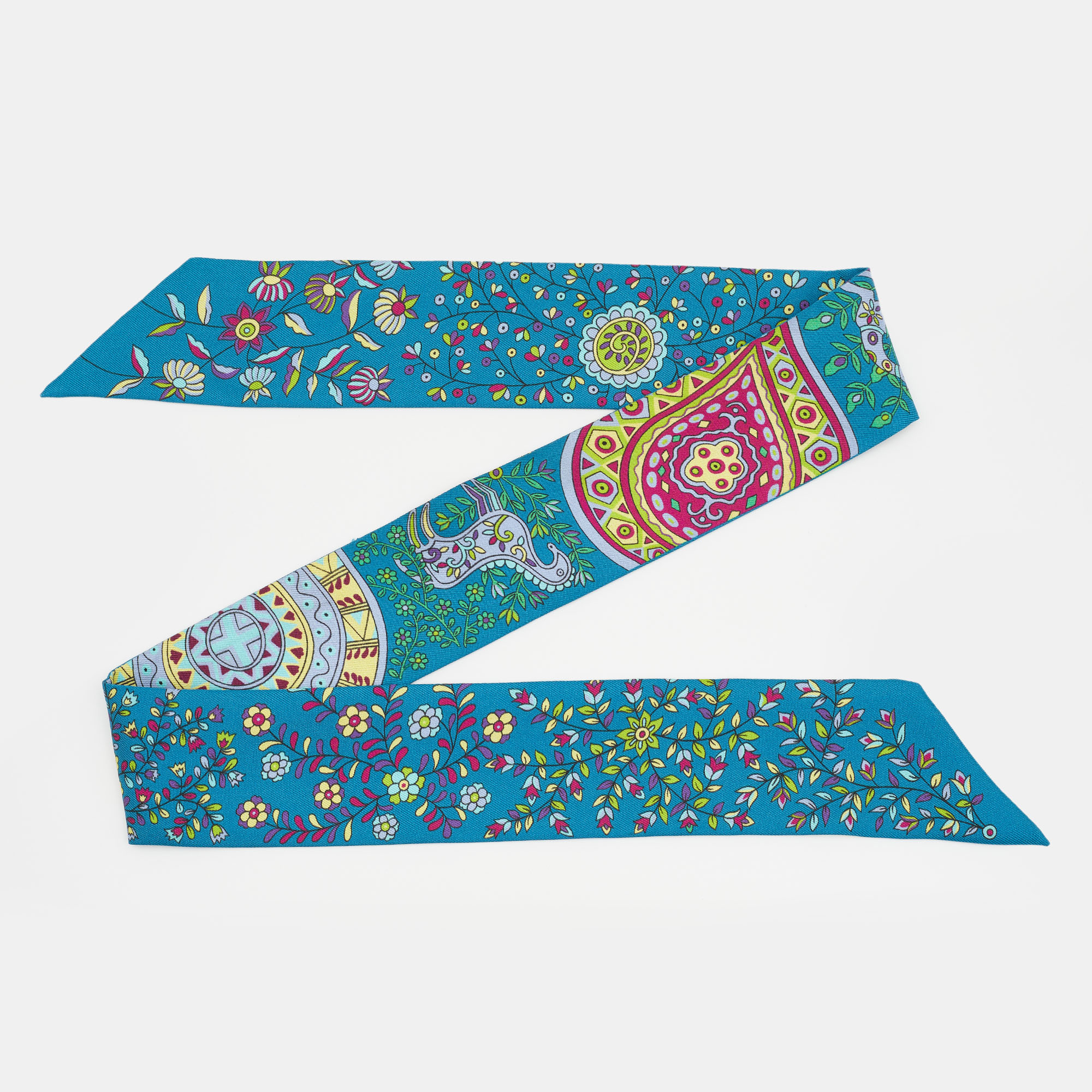 

Hermes Blue L'Arbre de Vie Silk Twilly