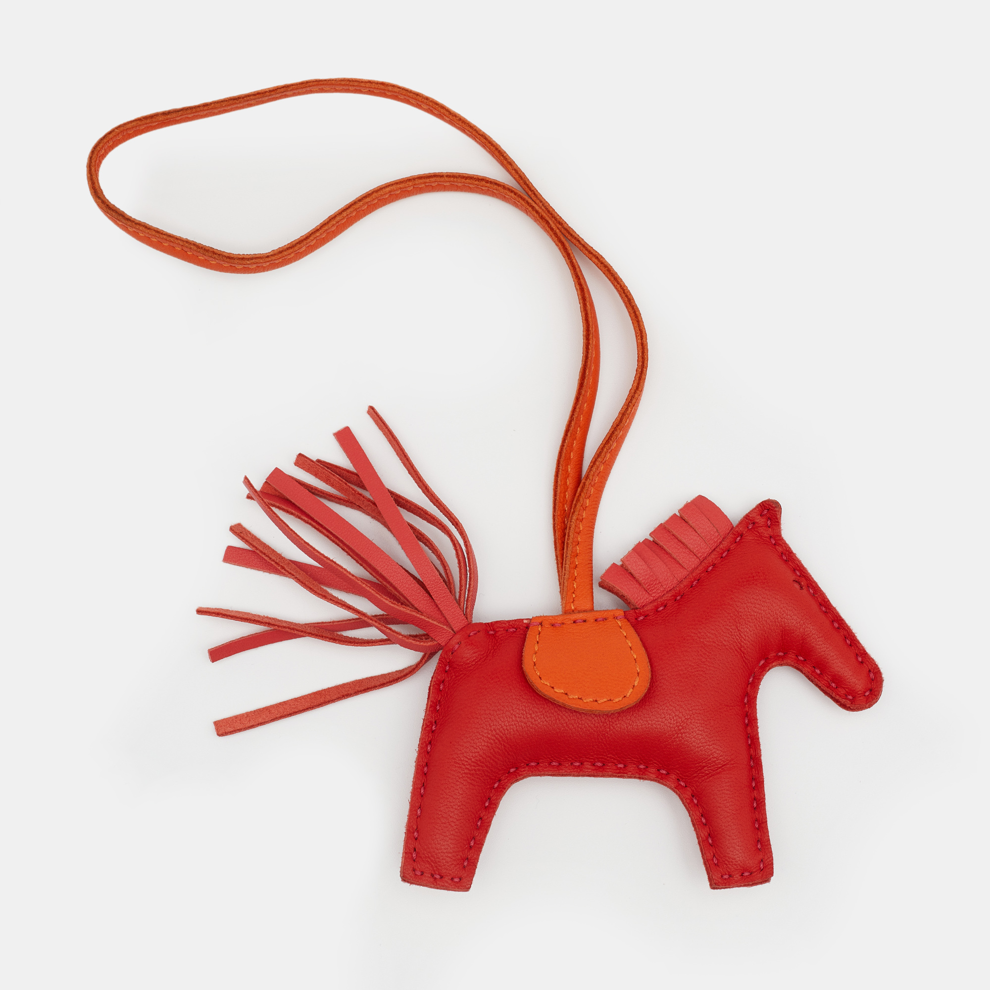 

Hermes Red/Orange Rodeo Bag Charm PM