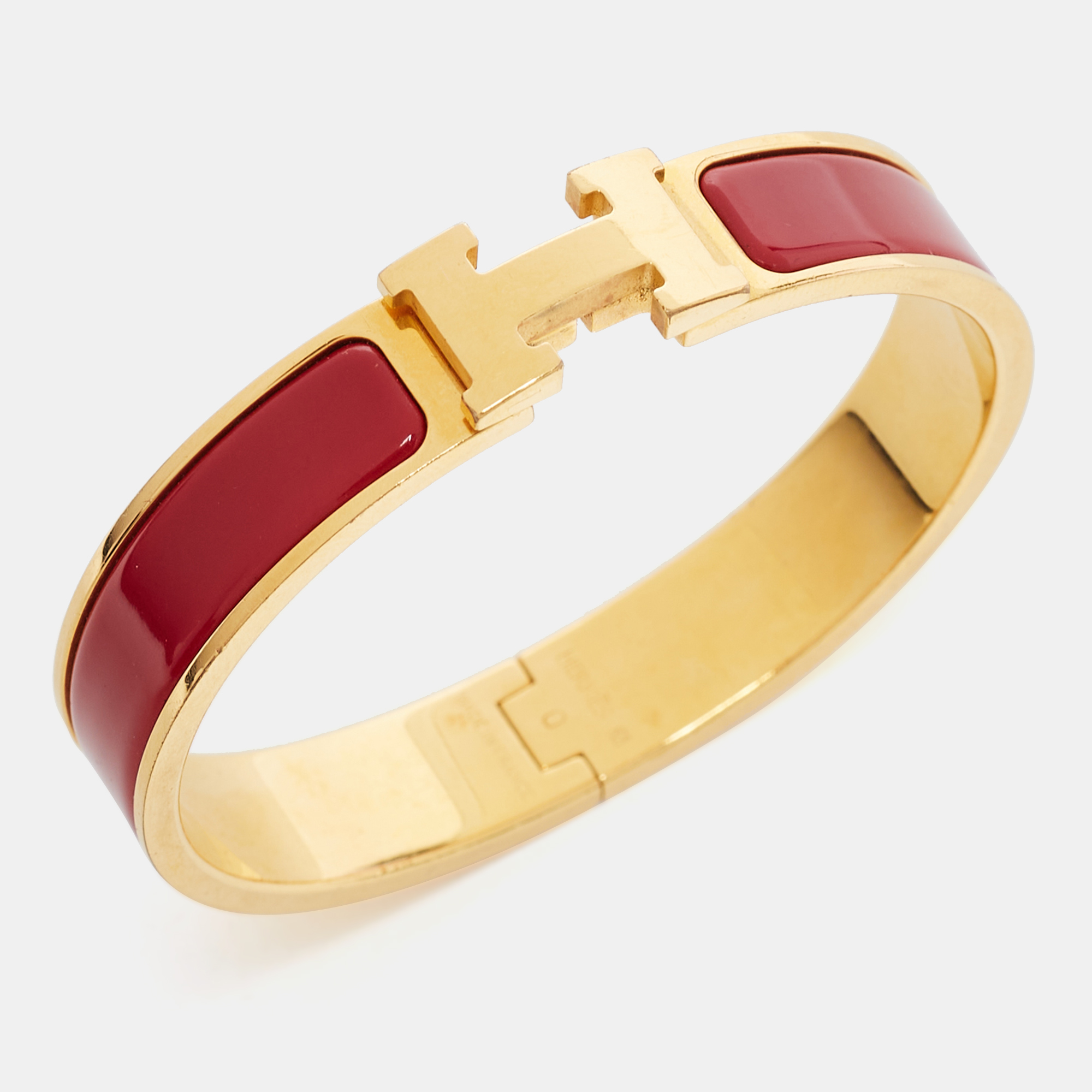 

Hermès Clic H Enamel Rose Gold Plated Narrow Bracelet