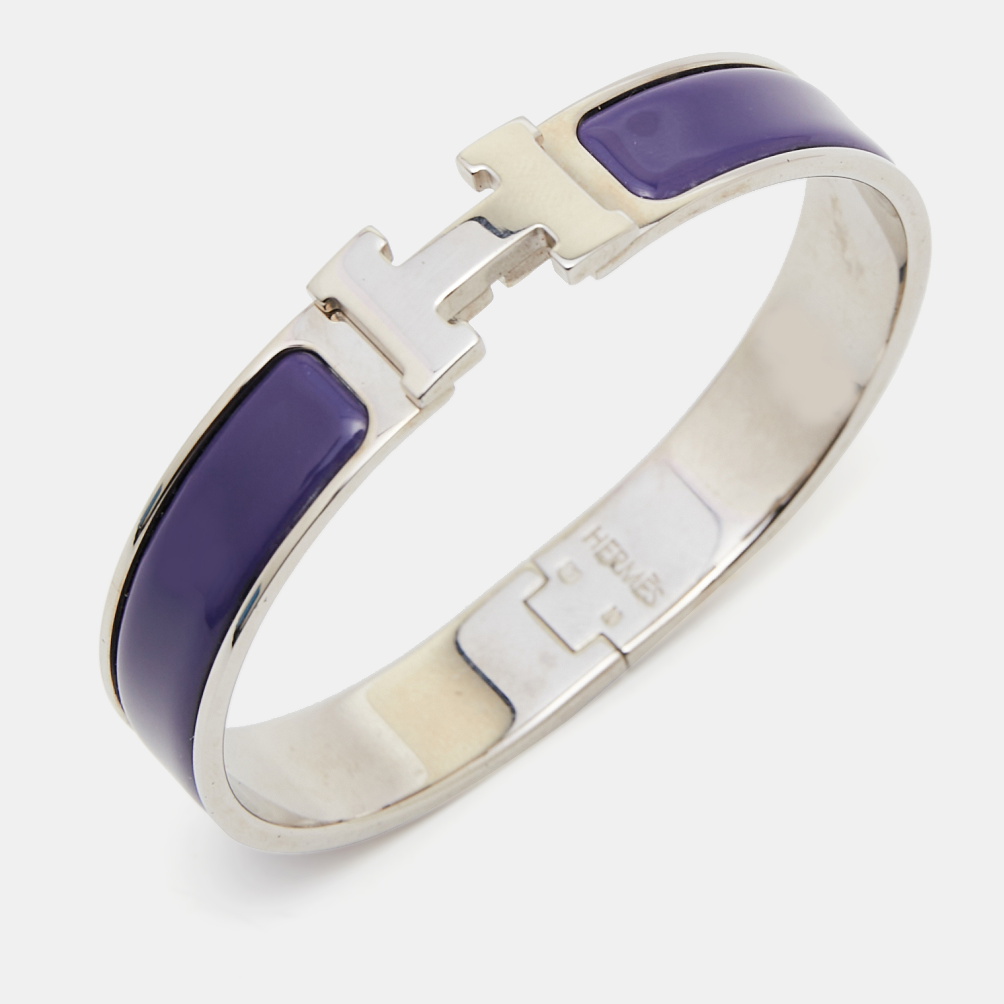 

Hermes Clic H Purple Enamel Palladium Plated Bracelet