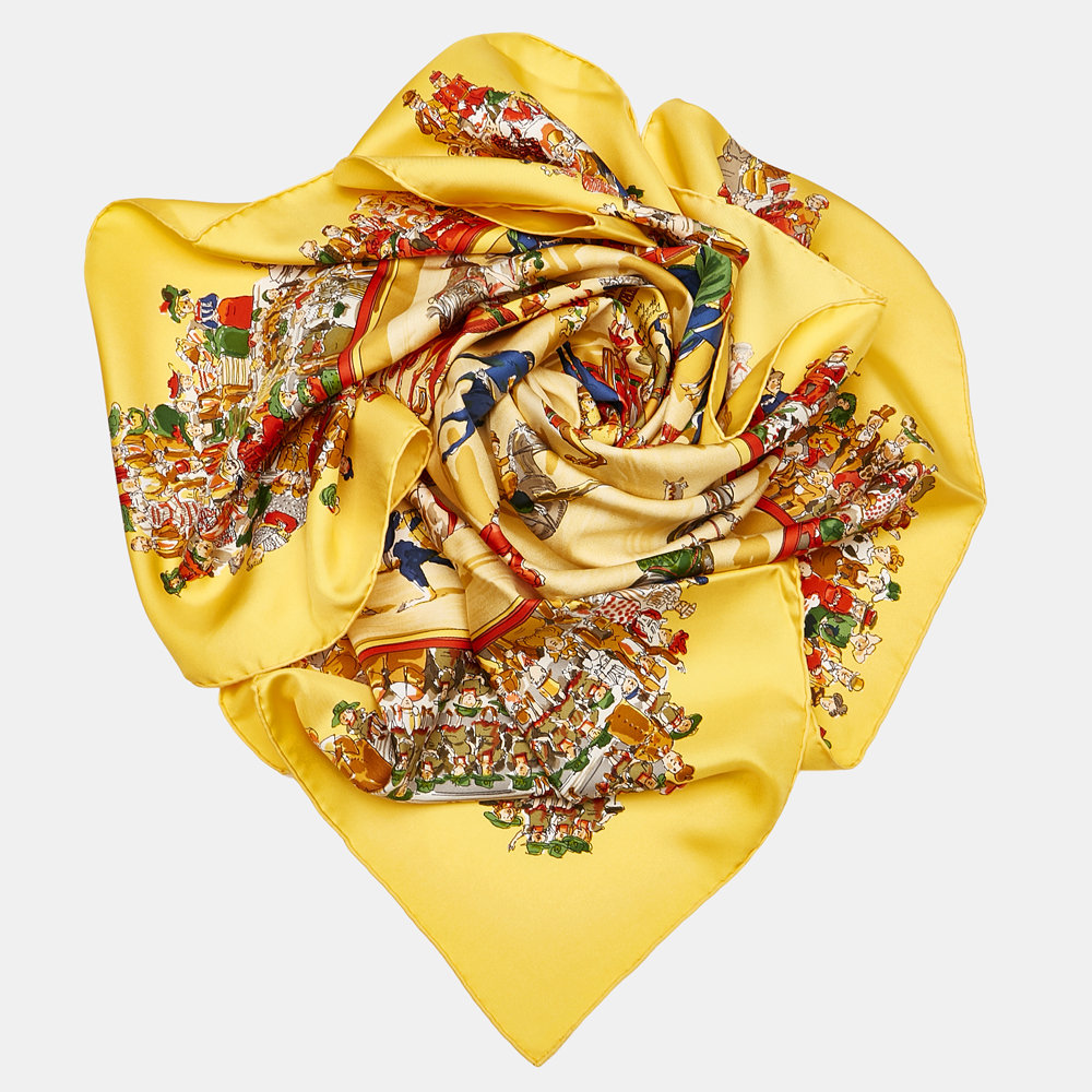 

Hermes Multi Color/Yellow Cirque Molier Silk Scarf, Multicolor