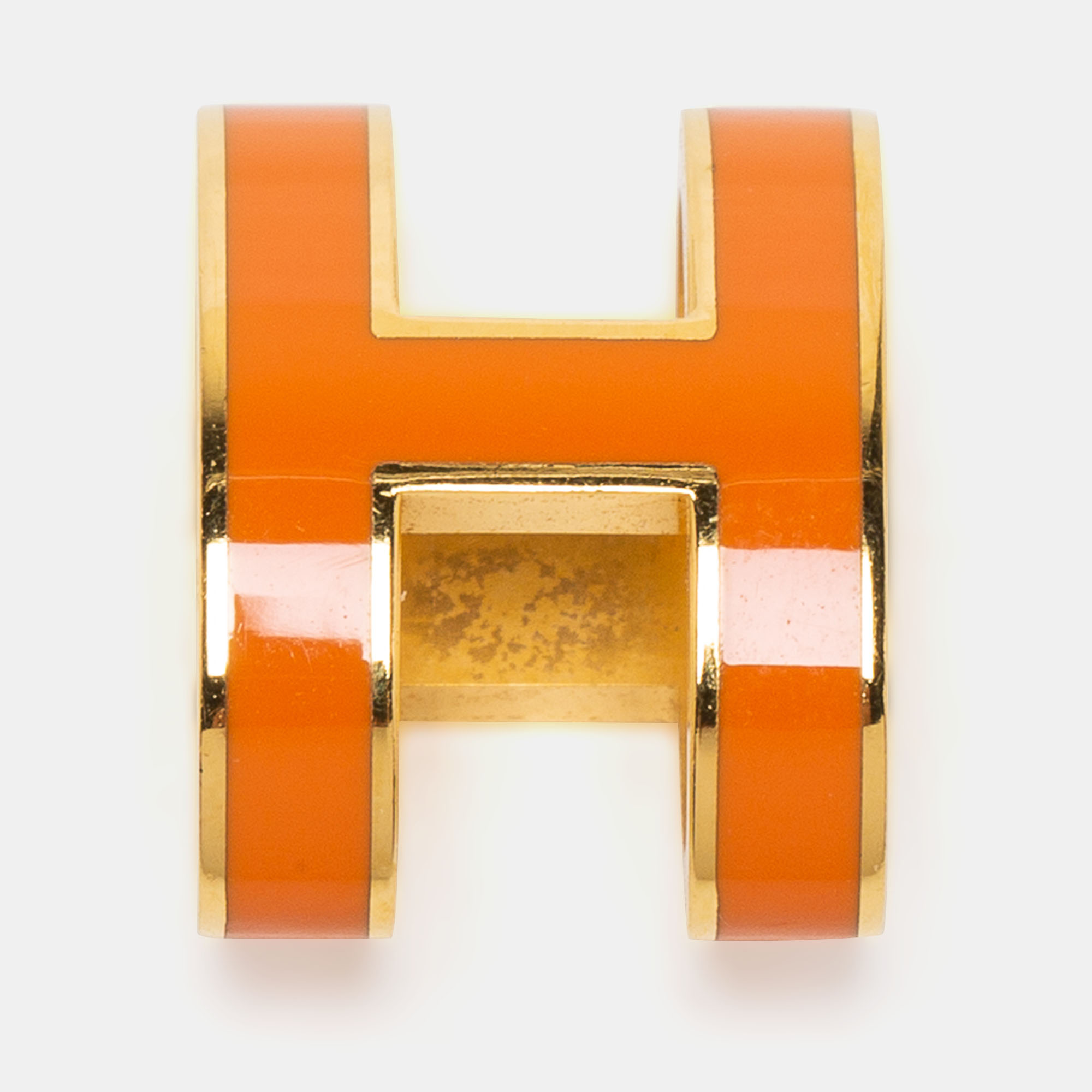 

Hermès Orange Lacquer Gold Plated Pop H Pendant