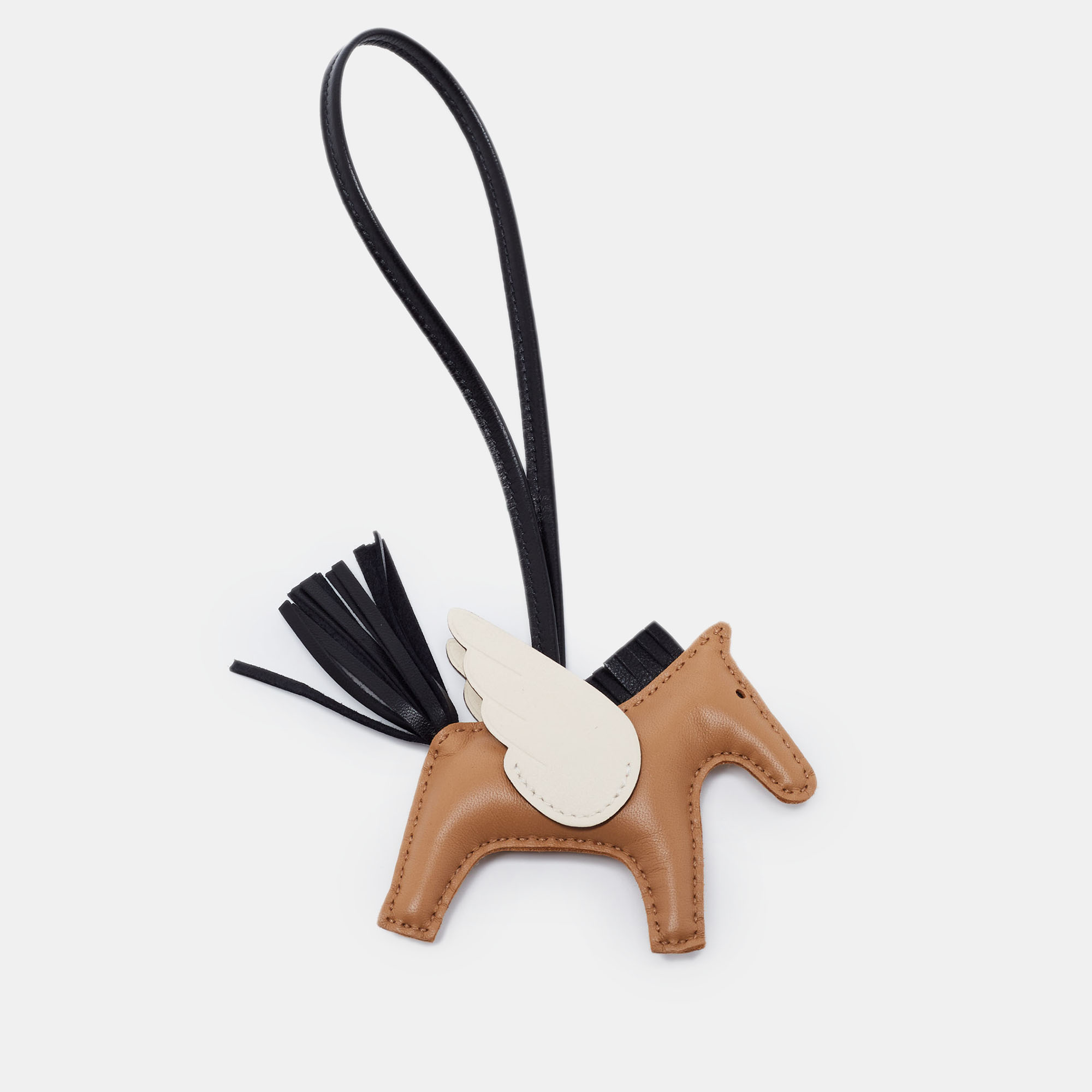 

Hermès Chai/Noir/Craie Pegasus Rodeo Bag Charm PM, Brown