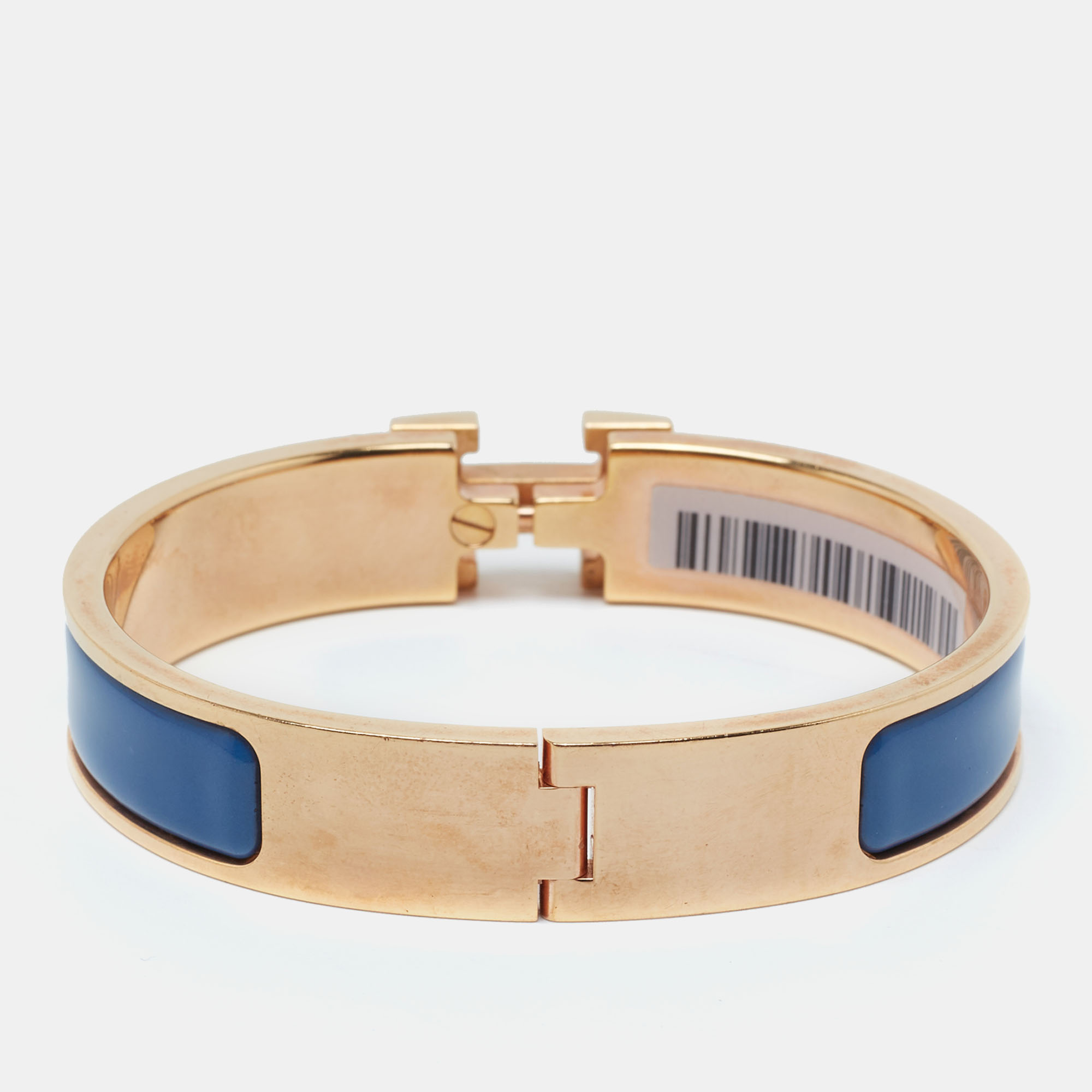 

Hermès Clic H Blue Enamel Rose Gold Plated Narrow Bracelet