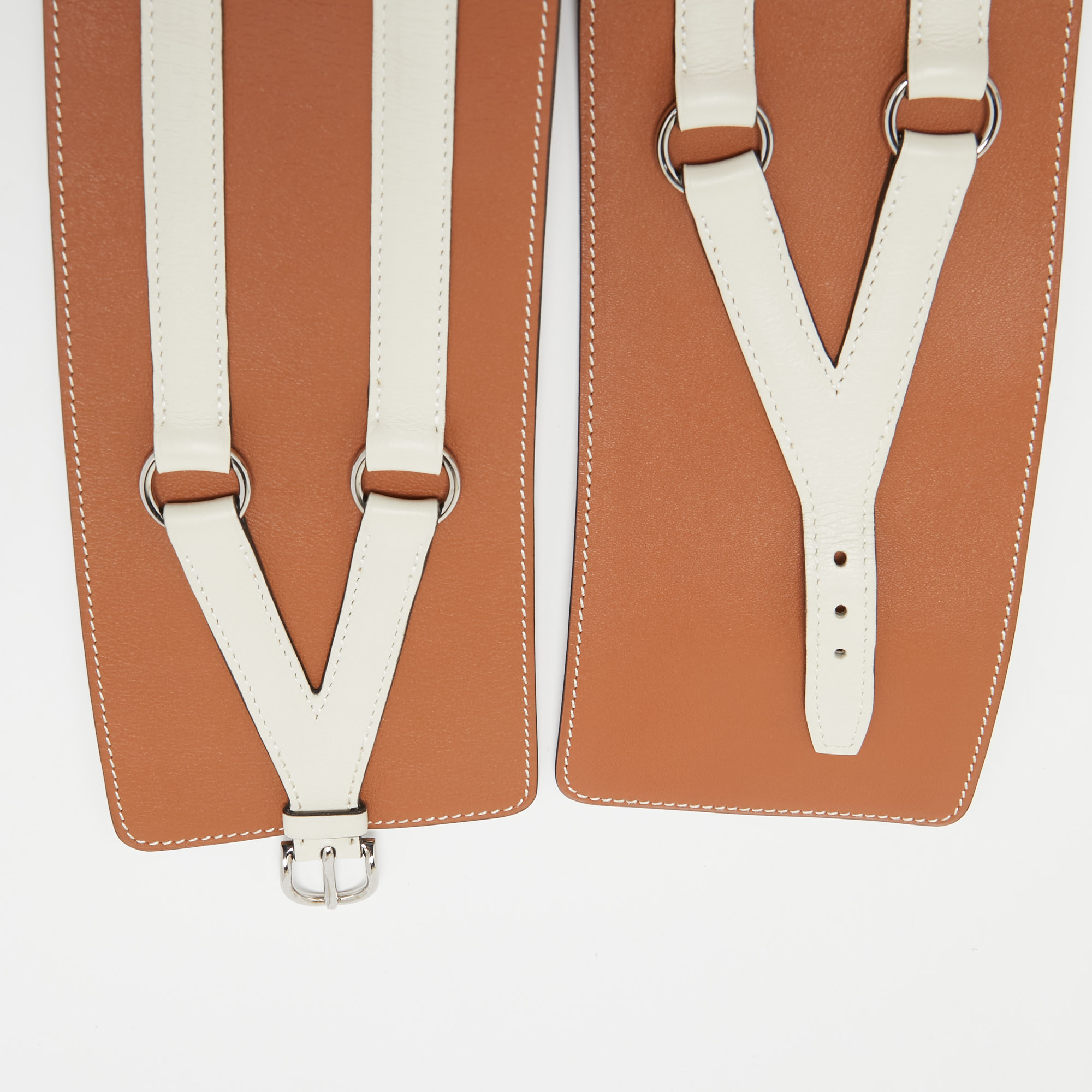 

Hermes Tan/White Leather Waist Belt Size