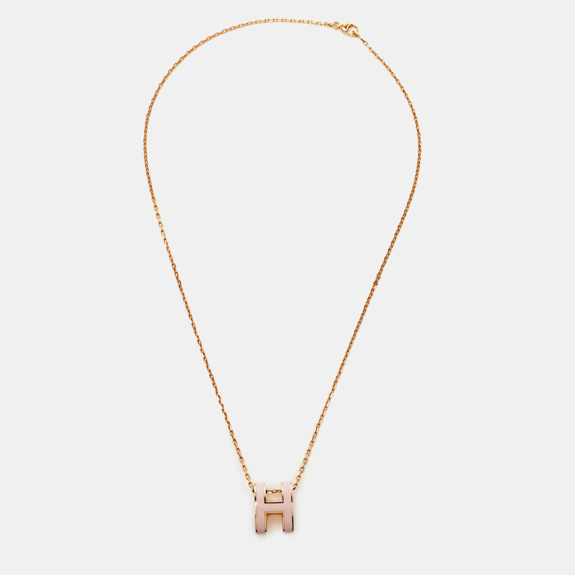 

Hermes Pop H Enamel Gold Plated Pendant Necklace