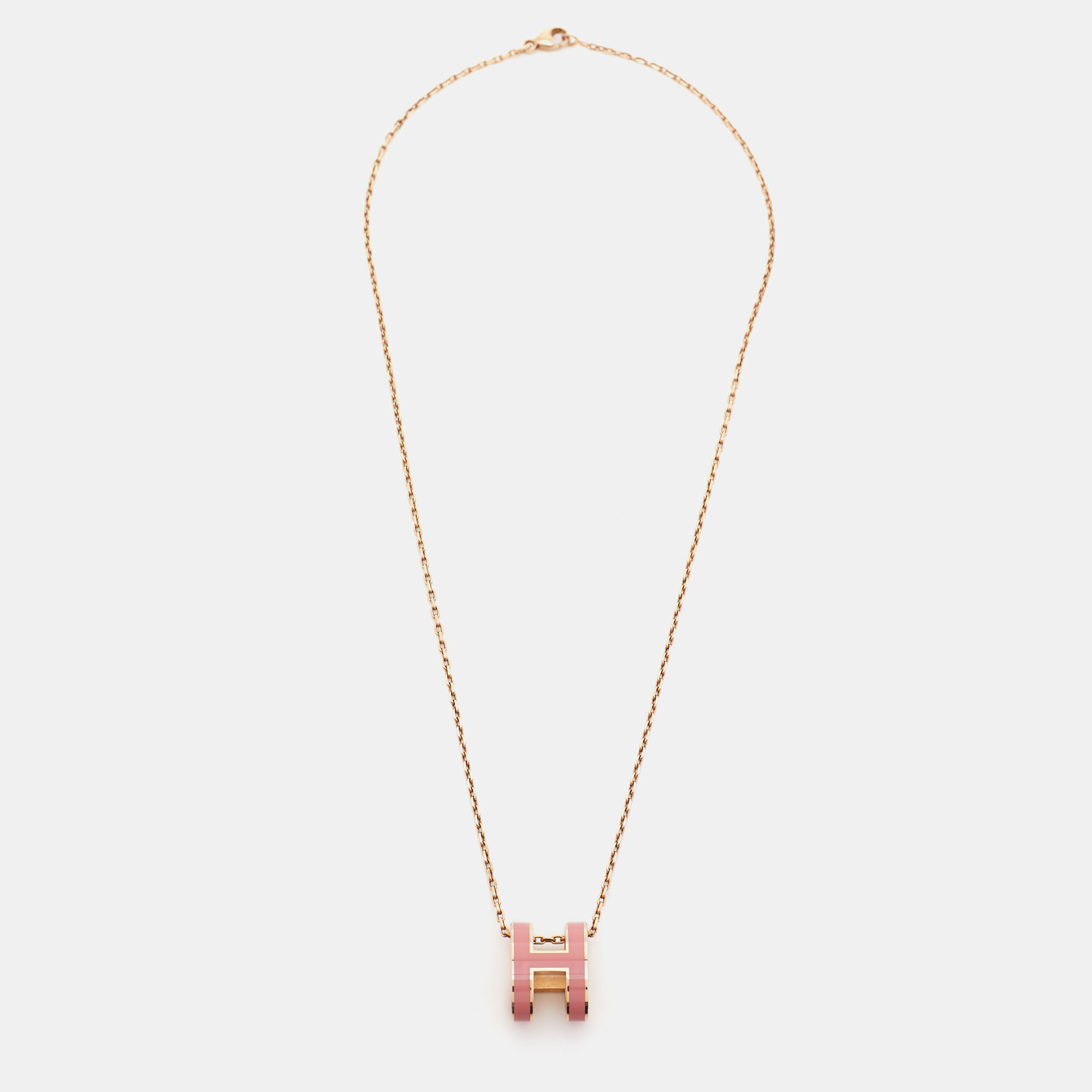 

Hermès Pop H Pink Enamel Gold Plated Pendant Necklace