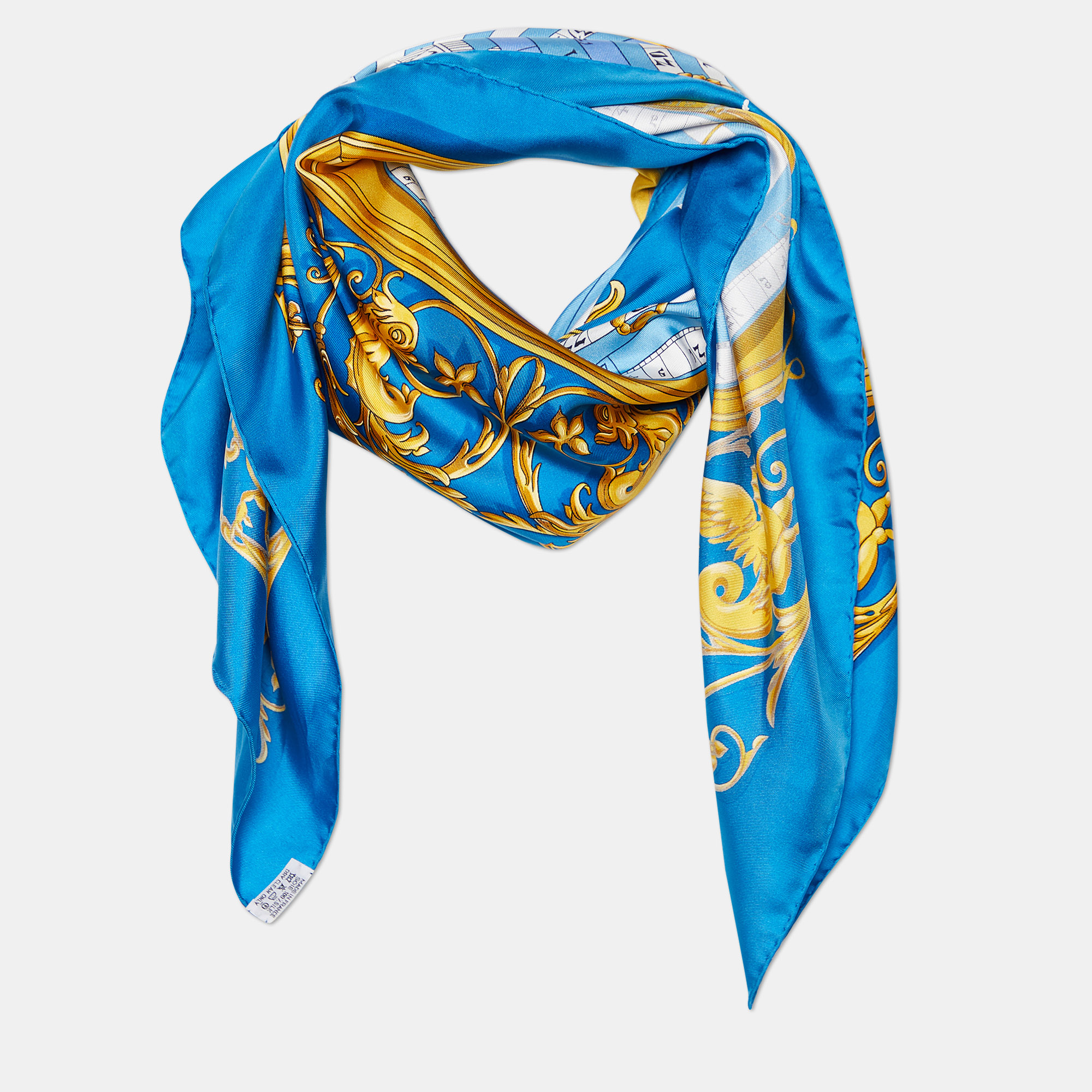 

Hermes Blue Astrologie Printed Silk Square Scarf