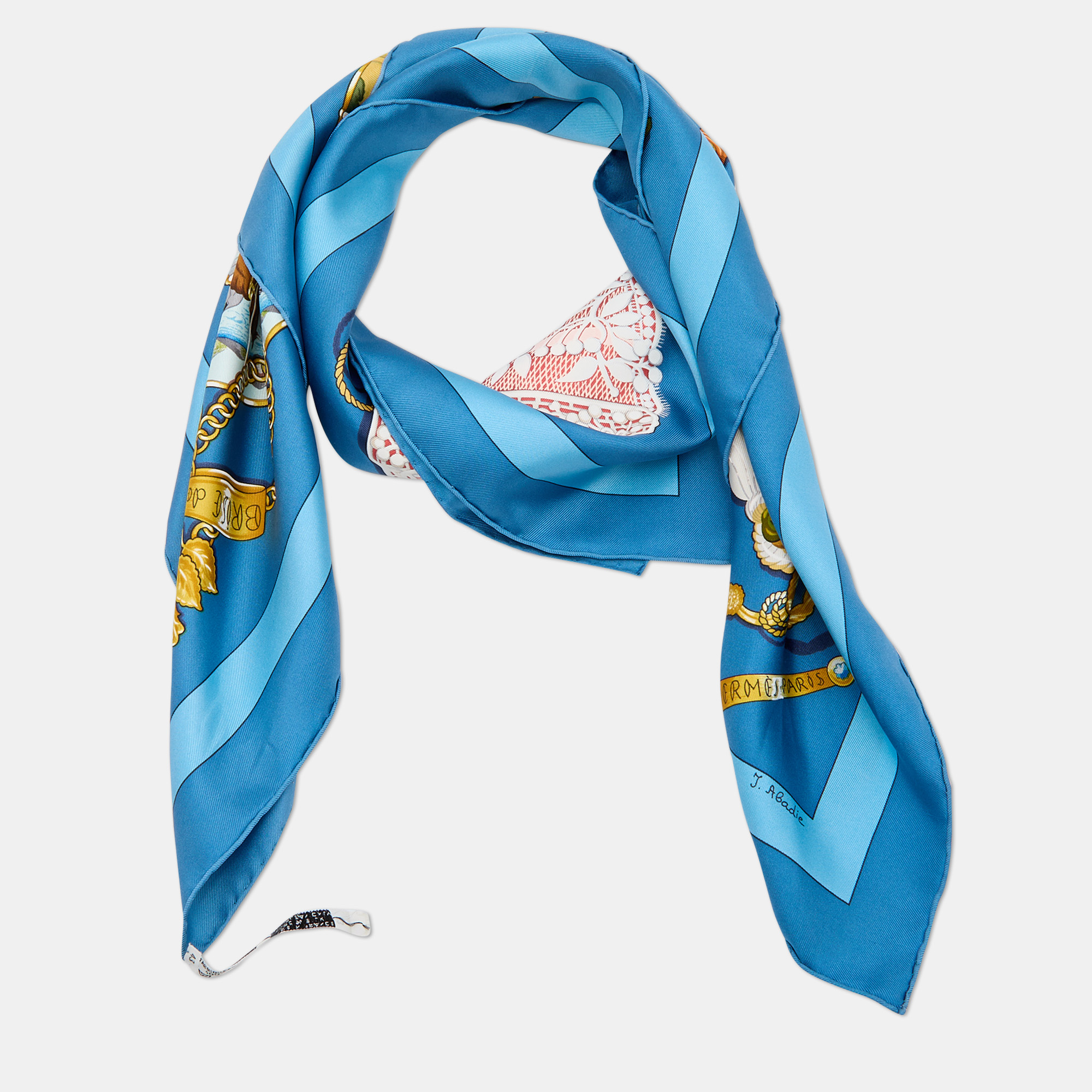 

Hermes Blue Brise De Charme Printed Silk Square Scarf