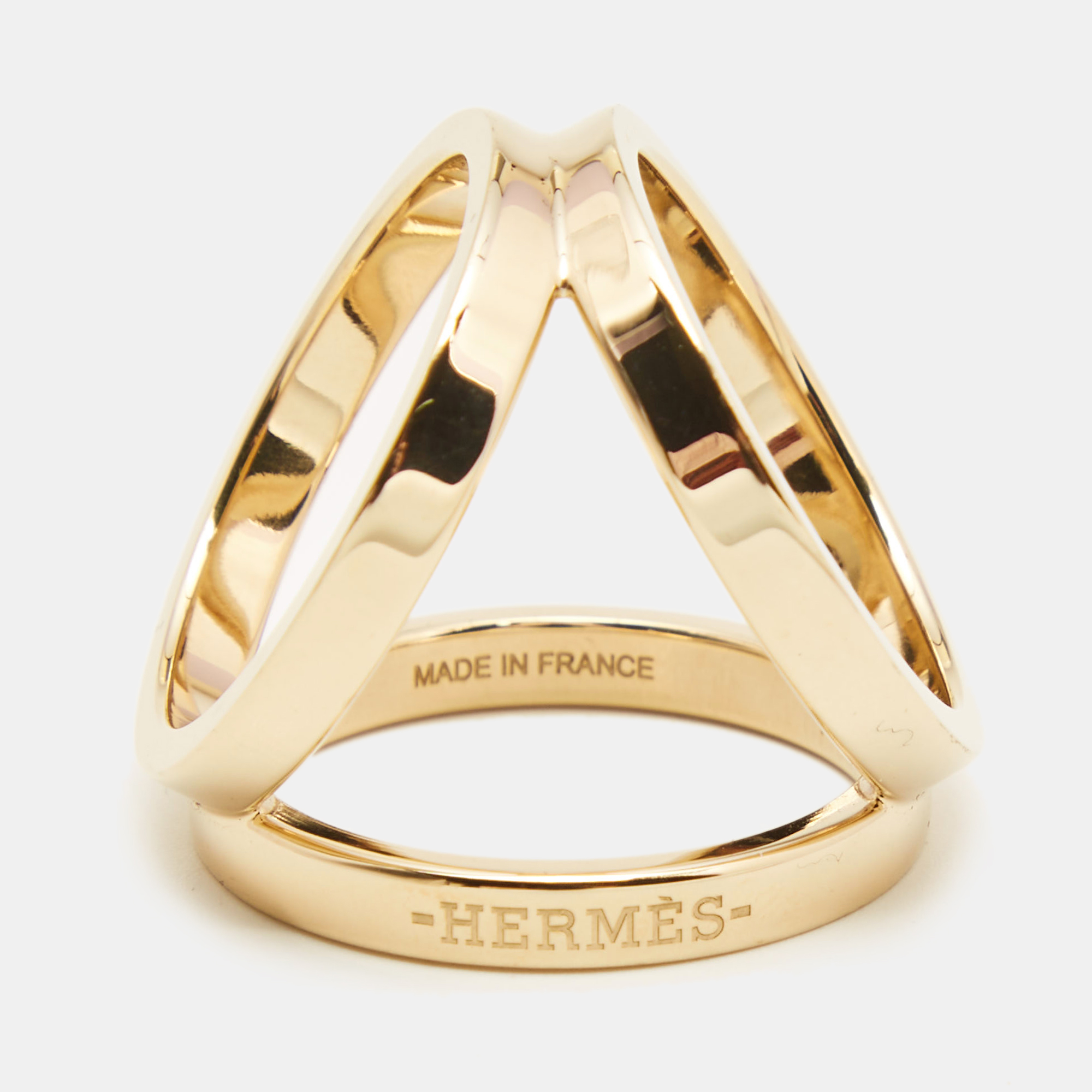 

Hermes Trio Permabrass Gold Tone Scarf Ring