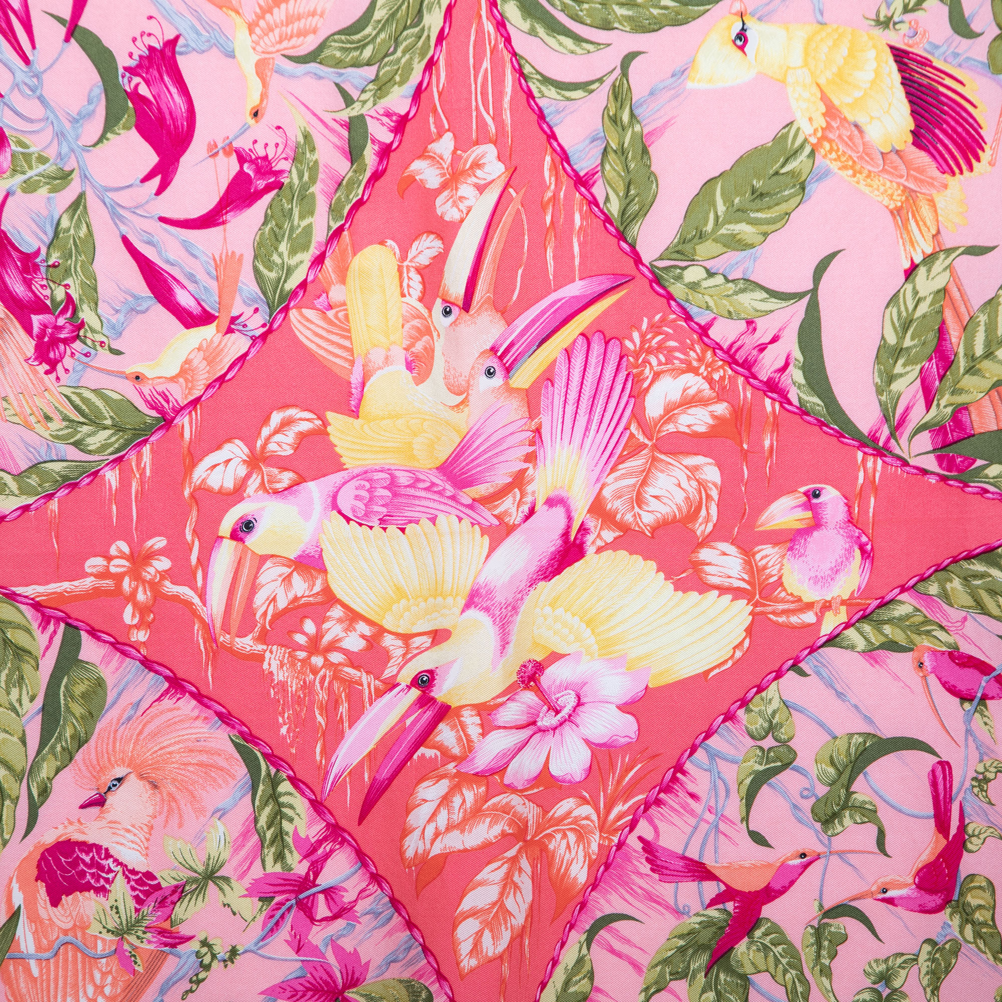 

Hermes Pink Tropiques Silk Square Scarf