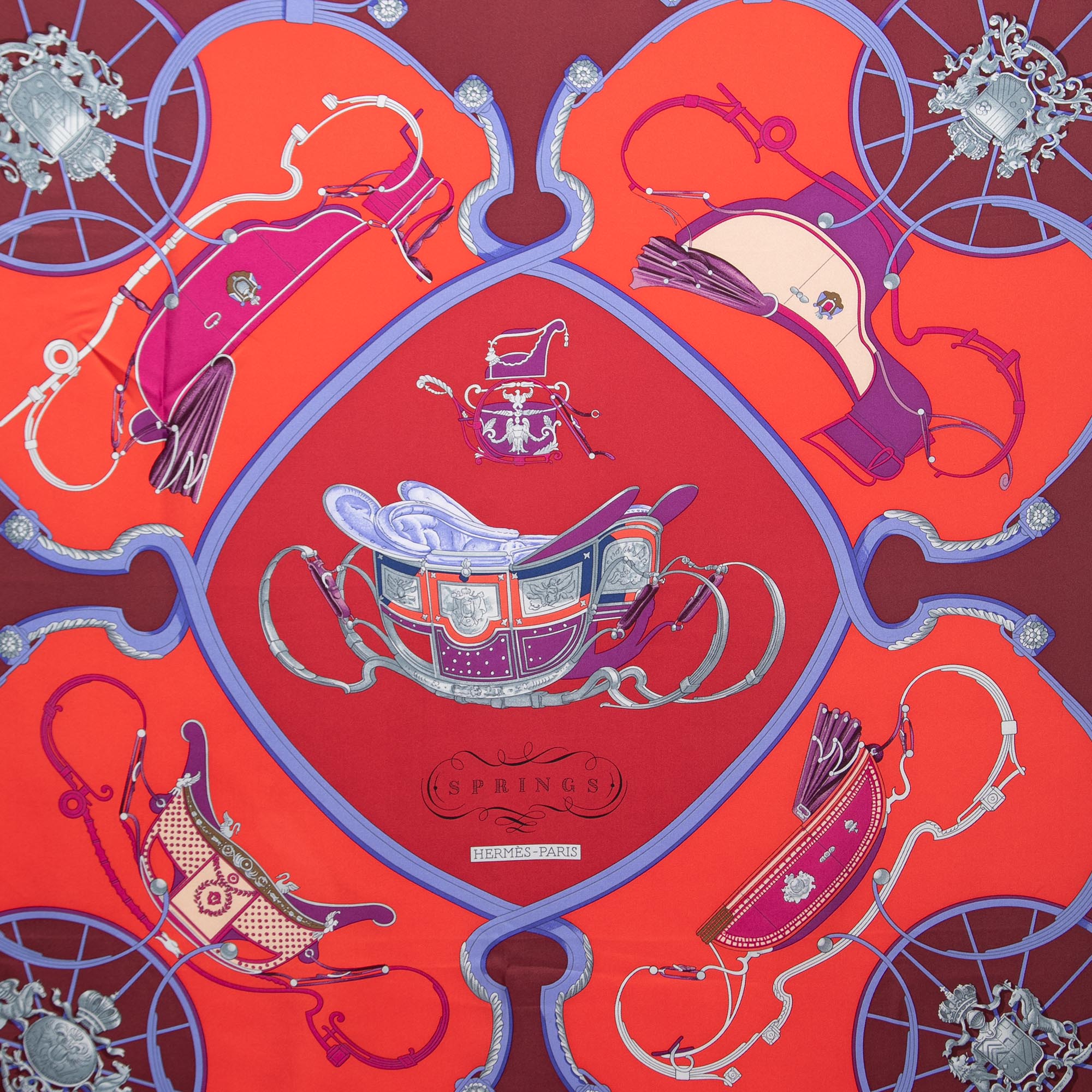 

Hermes Red & Maroon Springs Silk Square Scarf