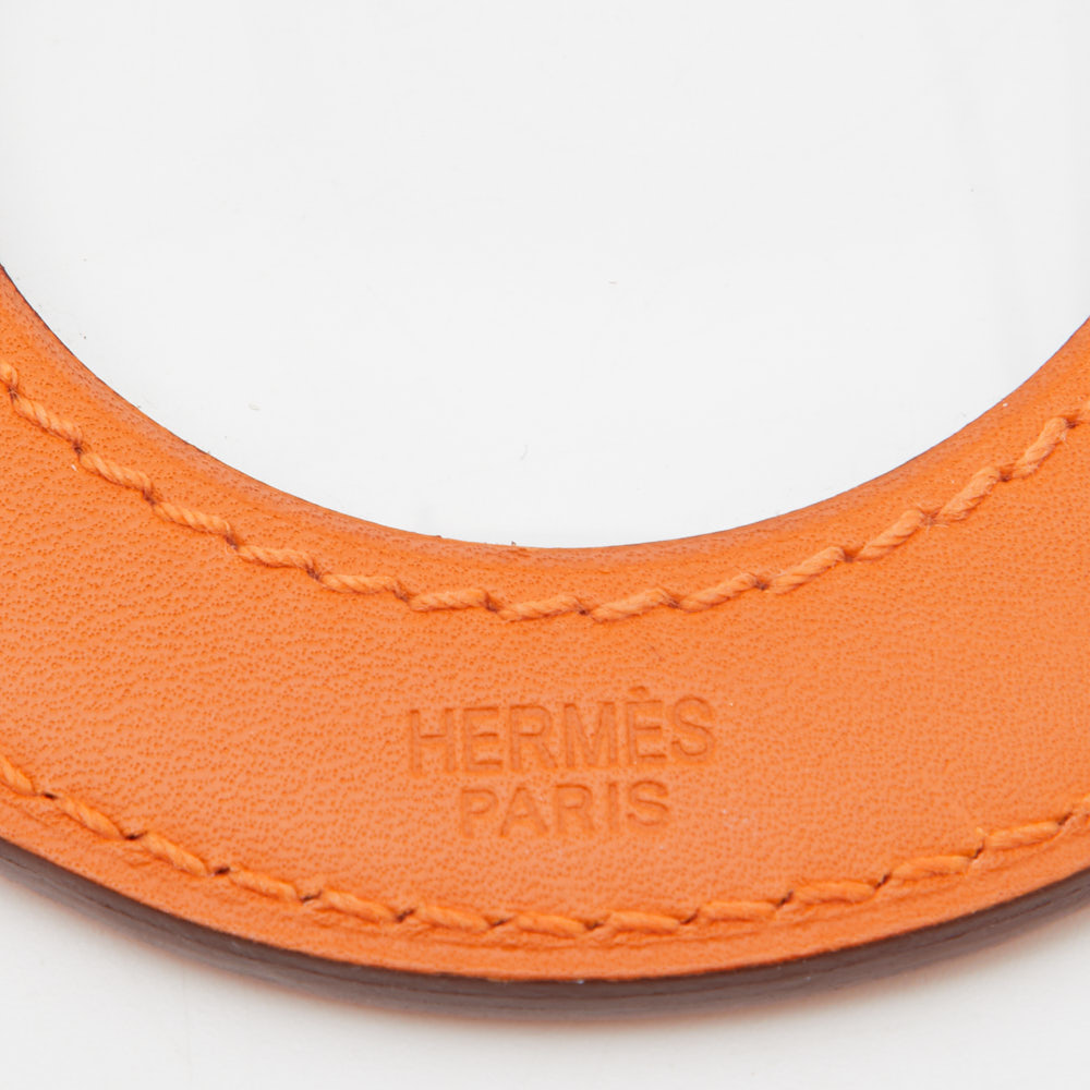 

Hermes Orange Leather In the Pocket Magnifying Glass Pendant Necklace